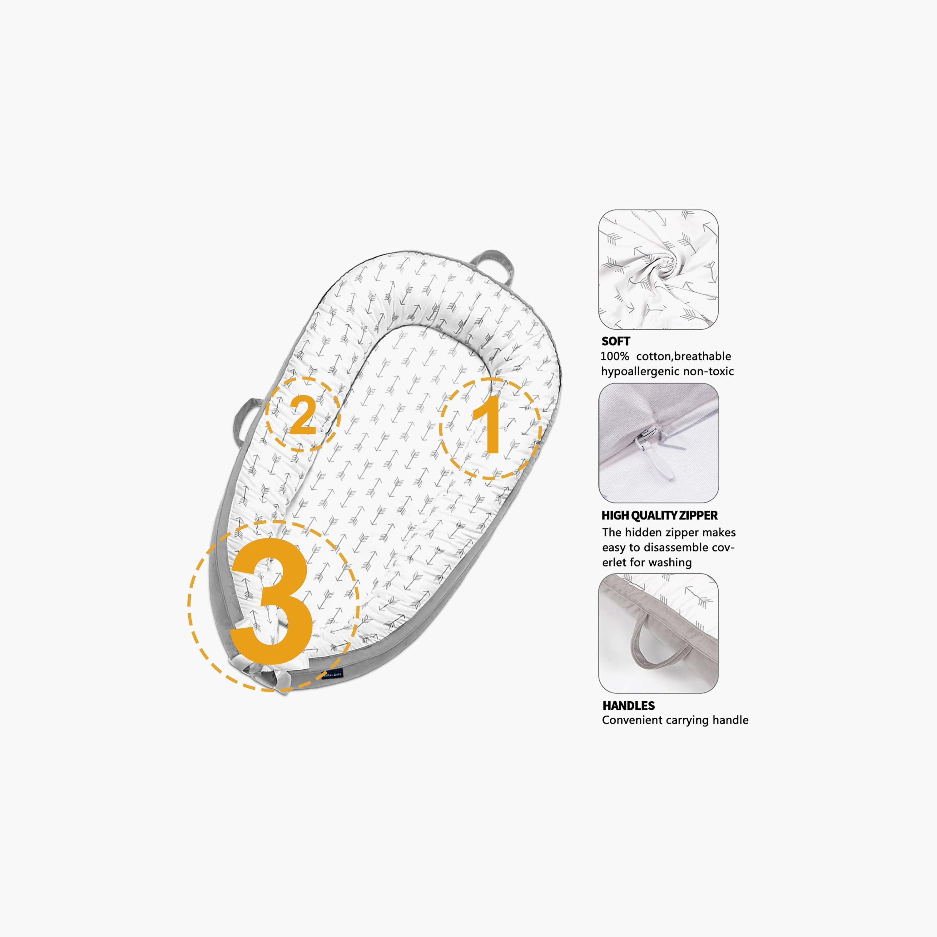Little Story All-Over Arrow Print Fiberfill Newborn Lounger Bed-baby-nursery-furniture-cribsandbeds-cribaccessories-image-3