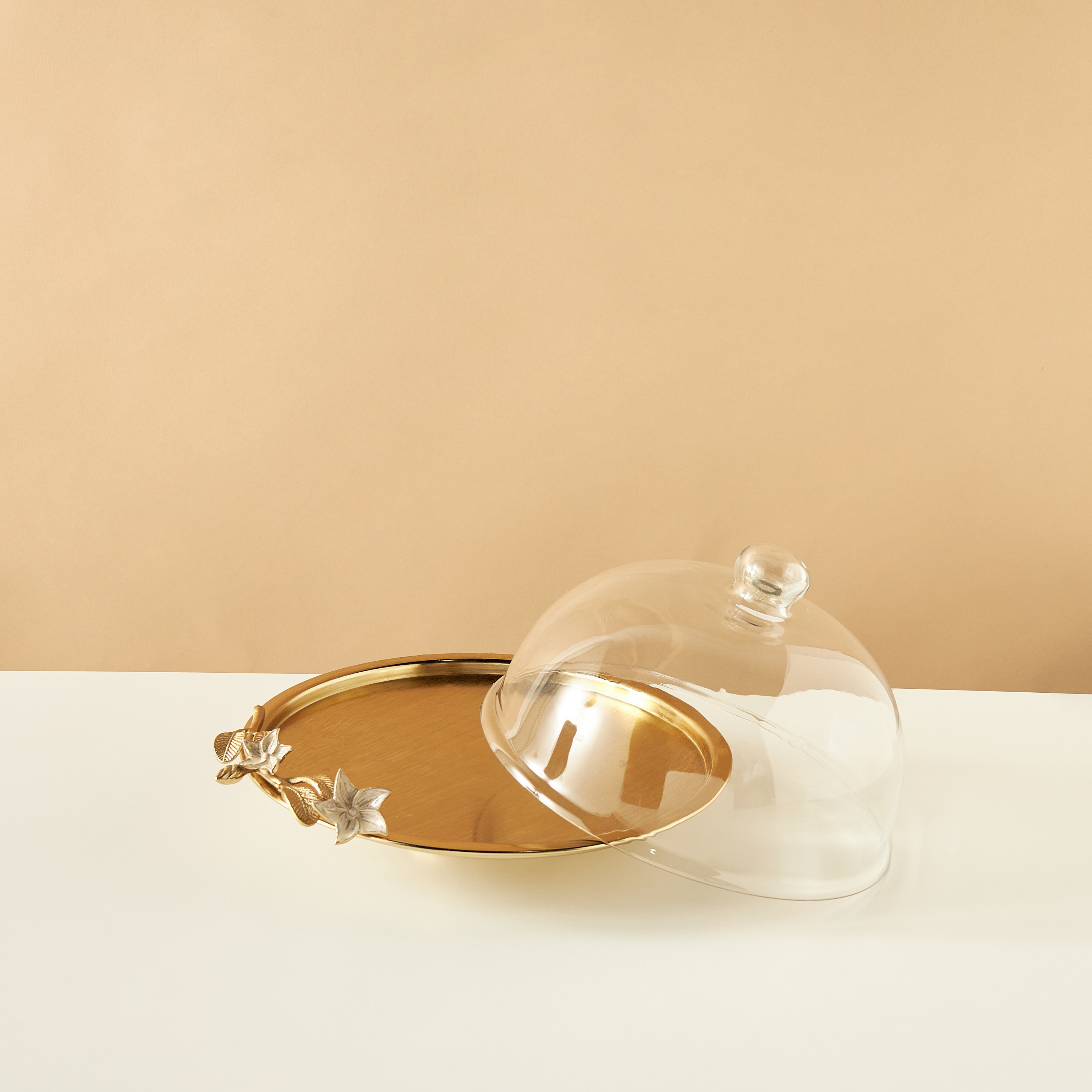 حامل كعك بغطاء قبة وتزيينات أزهار- 12x8 سم-household-dining-serveware-cakestands-image-2