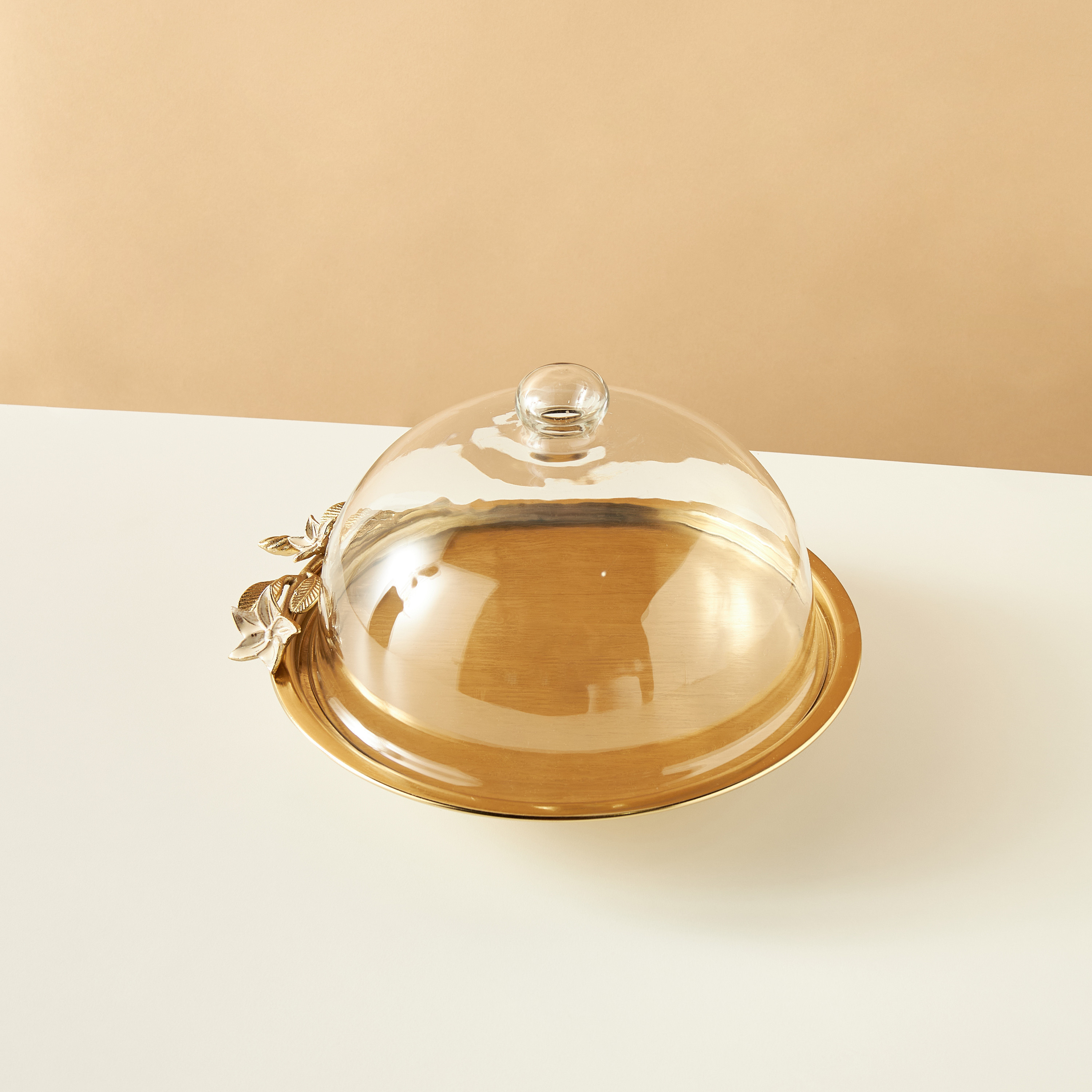 حامل كعك بغطاء قبة وتزيينات أزهار- 12x8 سم-household-dining-serveware-cakestands-image-4