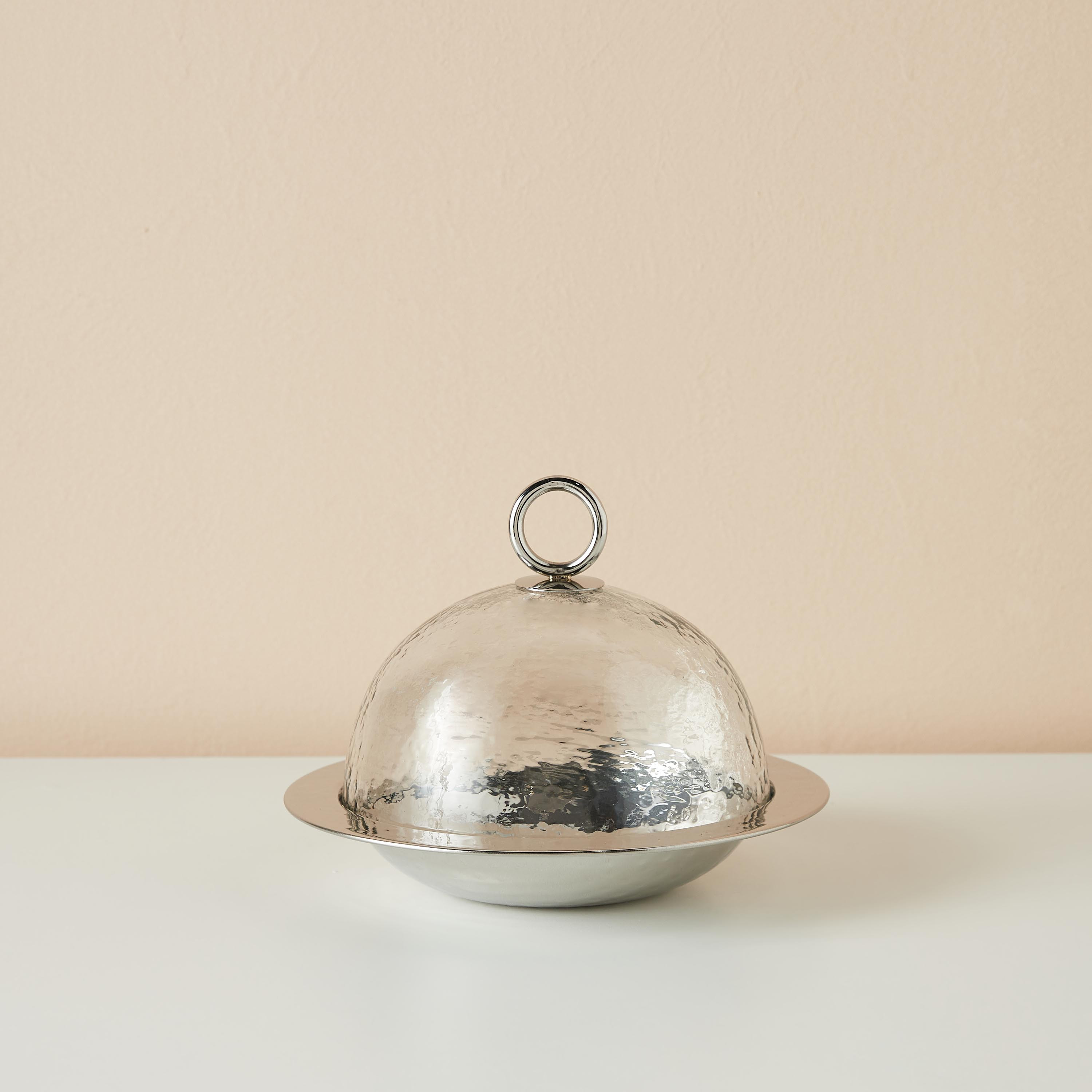 Metal Bowl with Glass Dome - 21x14 cms-household-dining-dinnerware-bowls-image-2