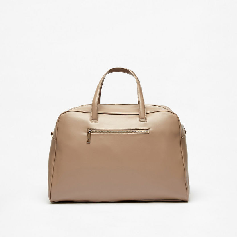 Elle Textured Duffel Bag with Zip Closure and Detachable Strap-Duffle Bags-image-2
