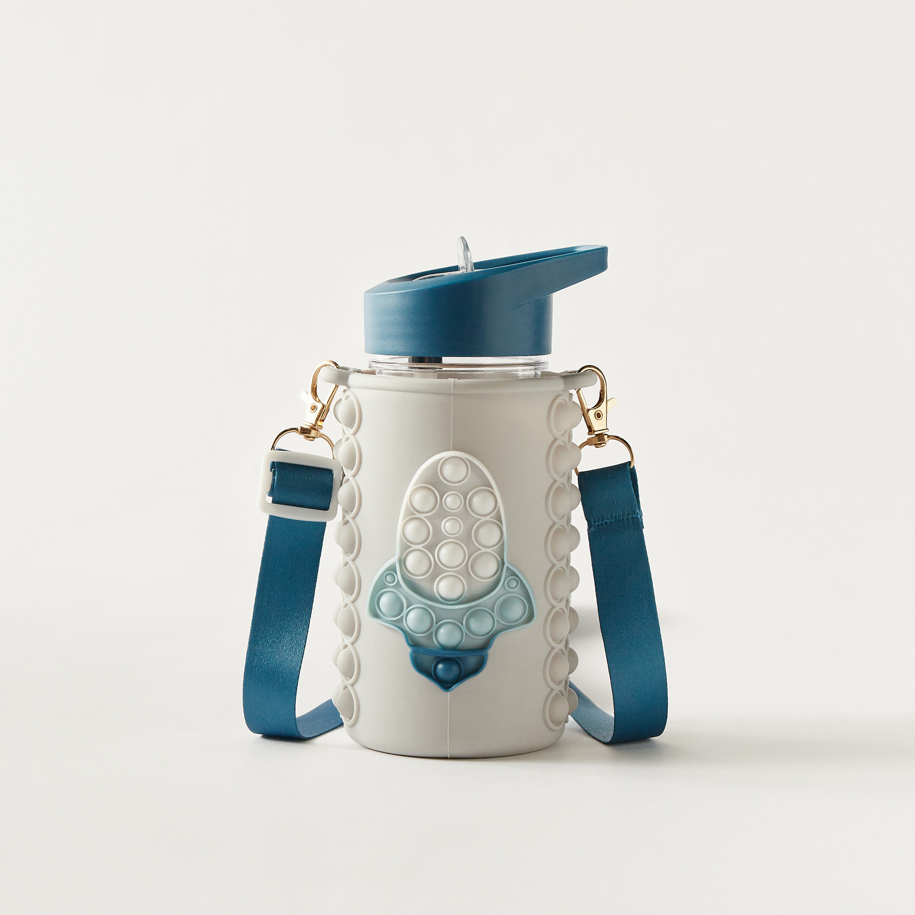 قارورة مياه بارزة الملمس بغطاء ومقبض حزام من مانا - 444 مل-school-waterbottles-image-1