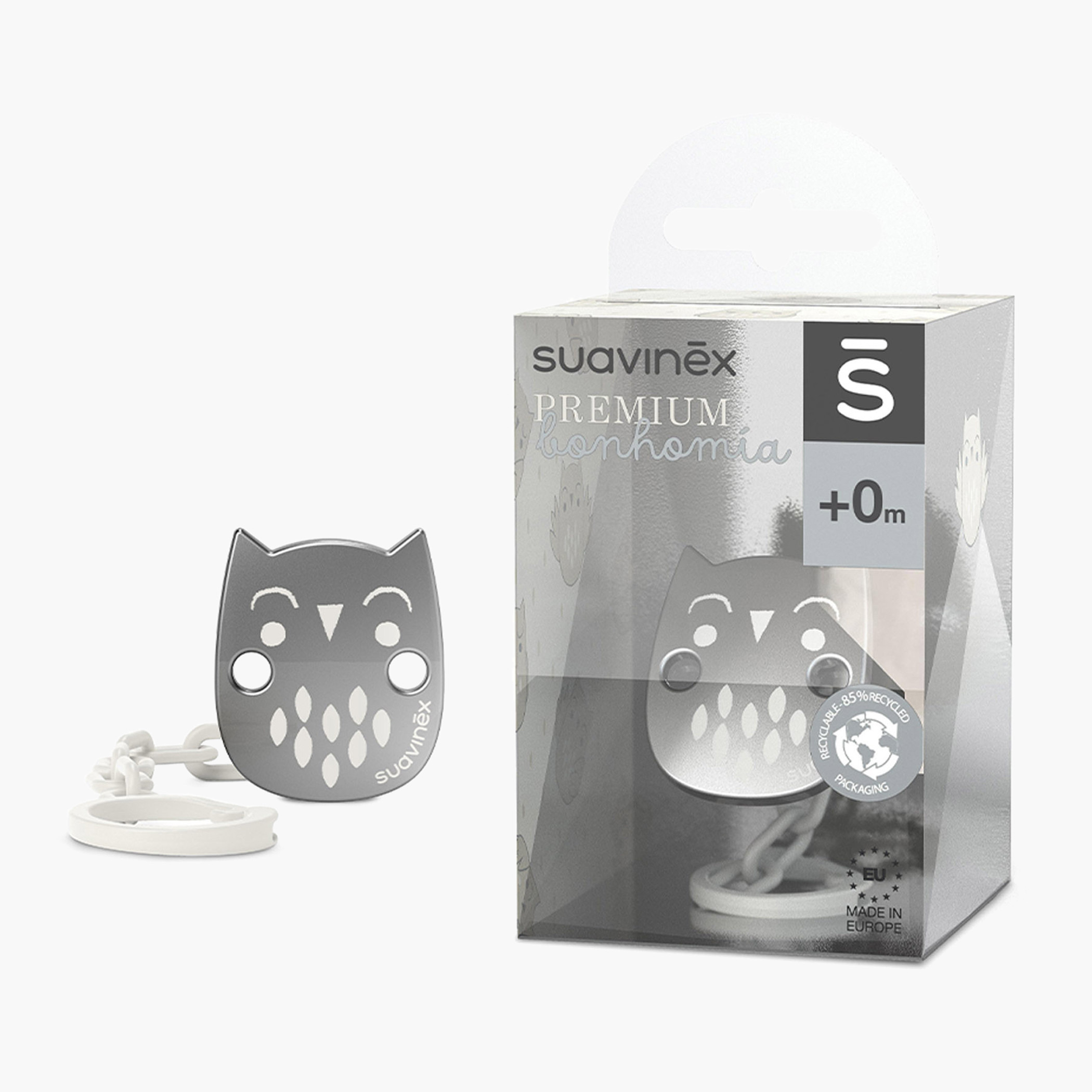 Suavinex Owl Print Soother Chain - 0 months+-baby-feeding-pacifiers-image-2