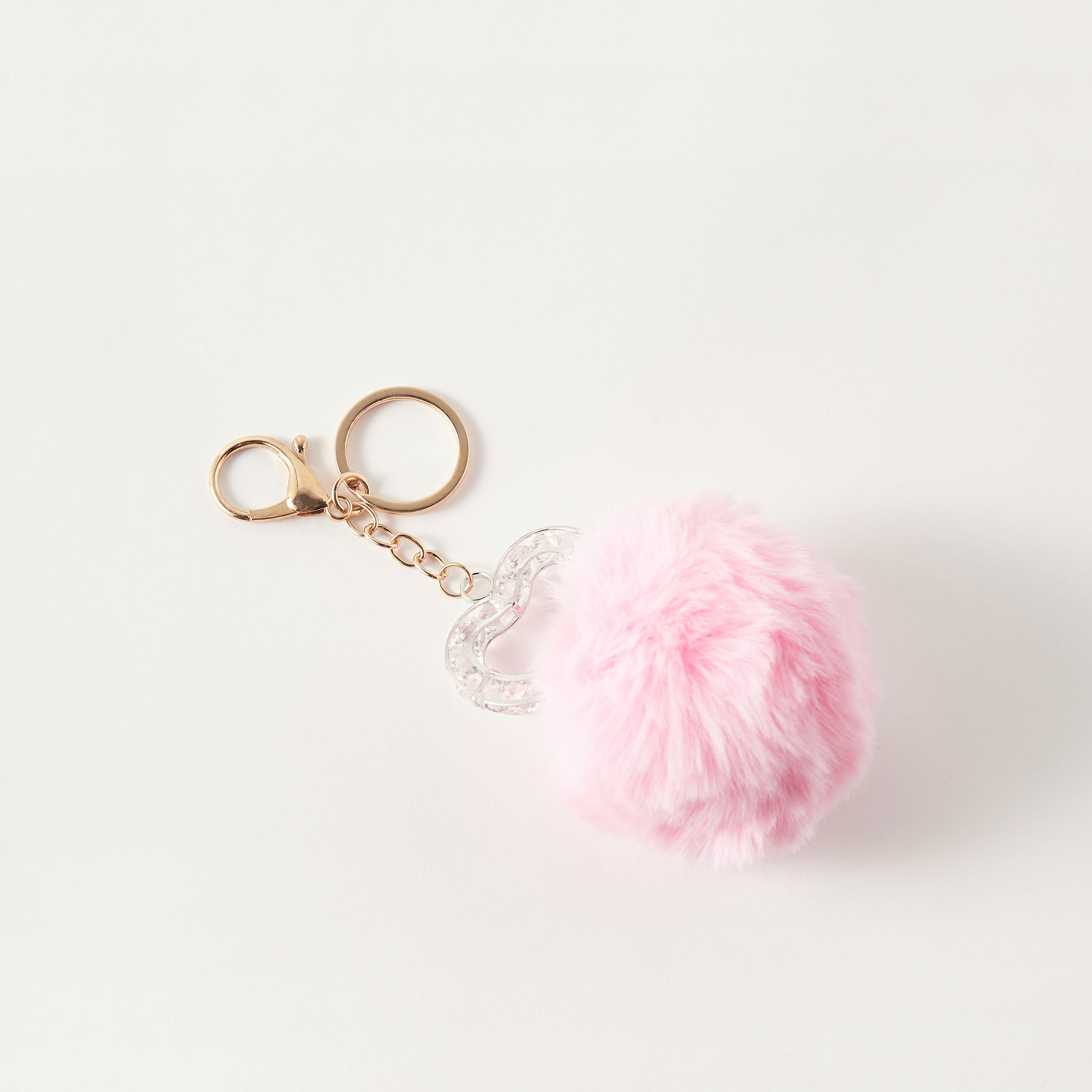 Embellished Heart Keychain with Pom Pom and Hook-girls-accessories-keyringsandbagcharms-image-2