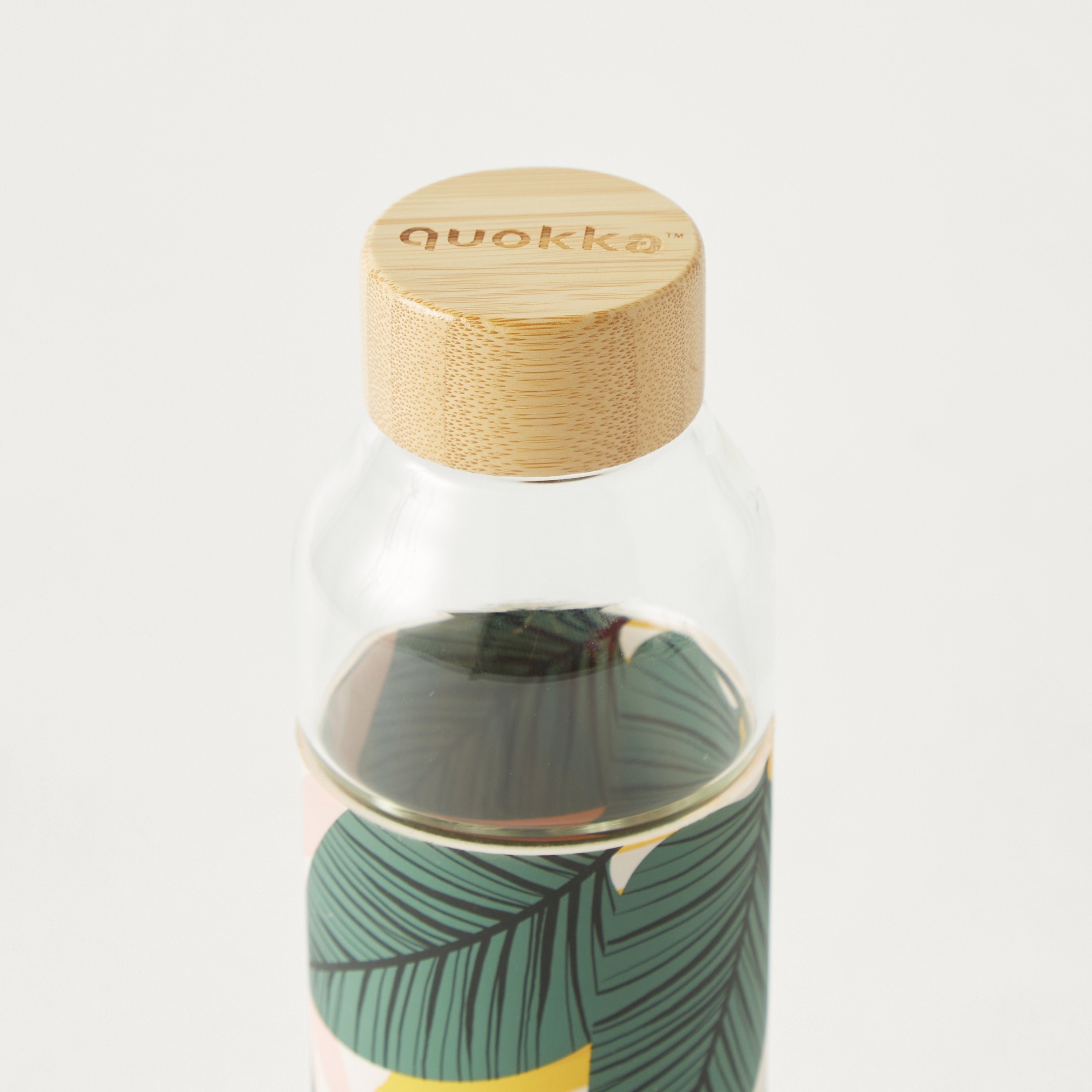 Quokka Leaves Print Glass Bottle with Silicone Cover - 660 ml-school-waterbottles-image-3