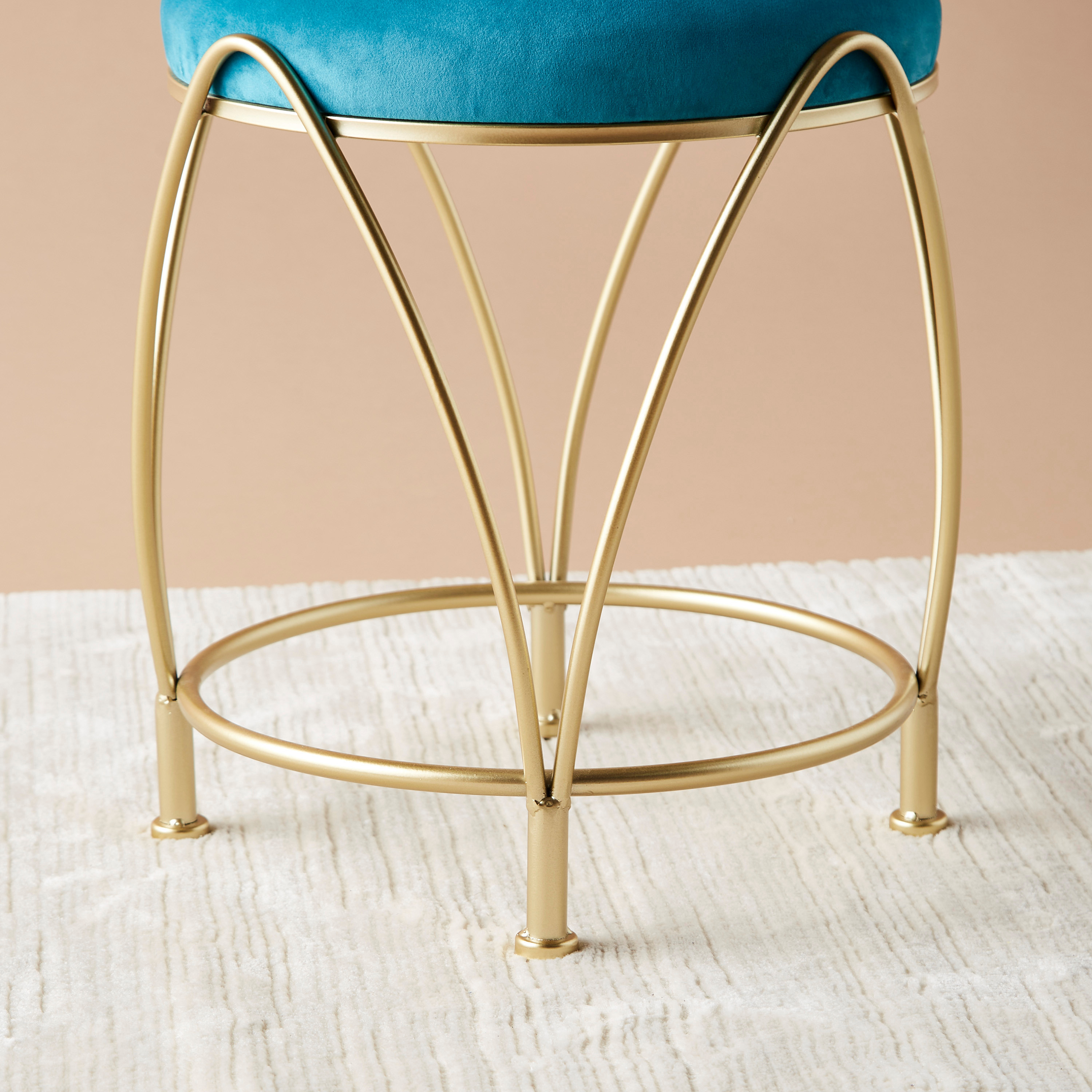 Velvet Upholstered Stool - 43x43x49 cms-furniture-sofaandseating-chaiseandbenches-image-4