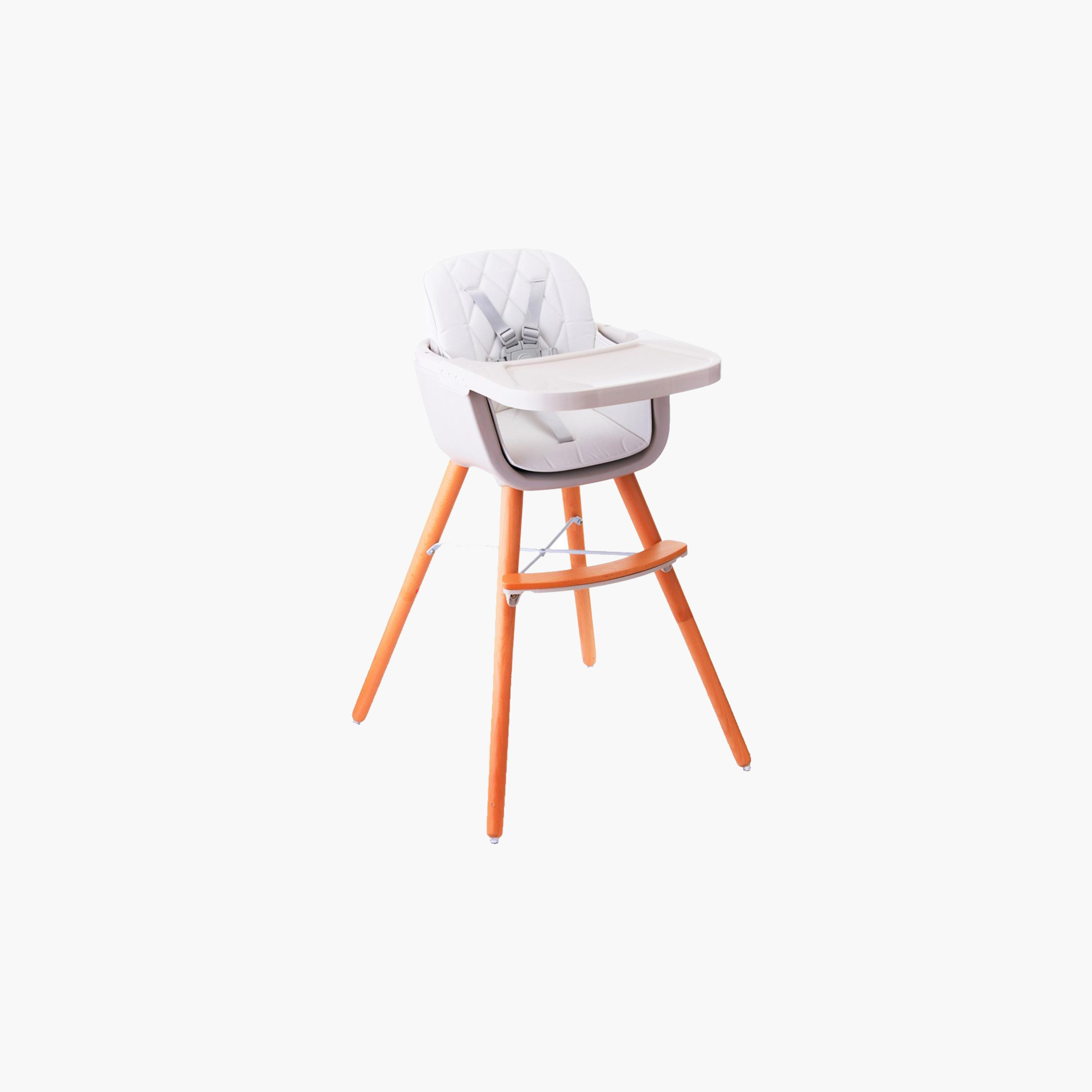 Teknum Premium Dual Height Wooden High Chair - White-baby-feeding-highchairsandboosters-image-1