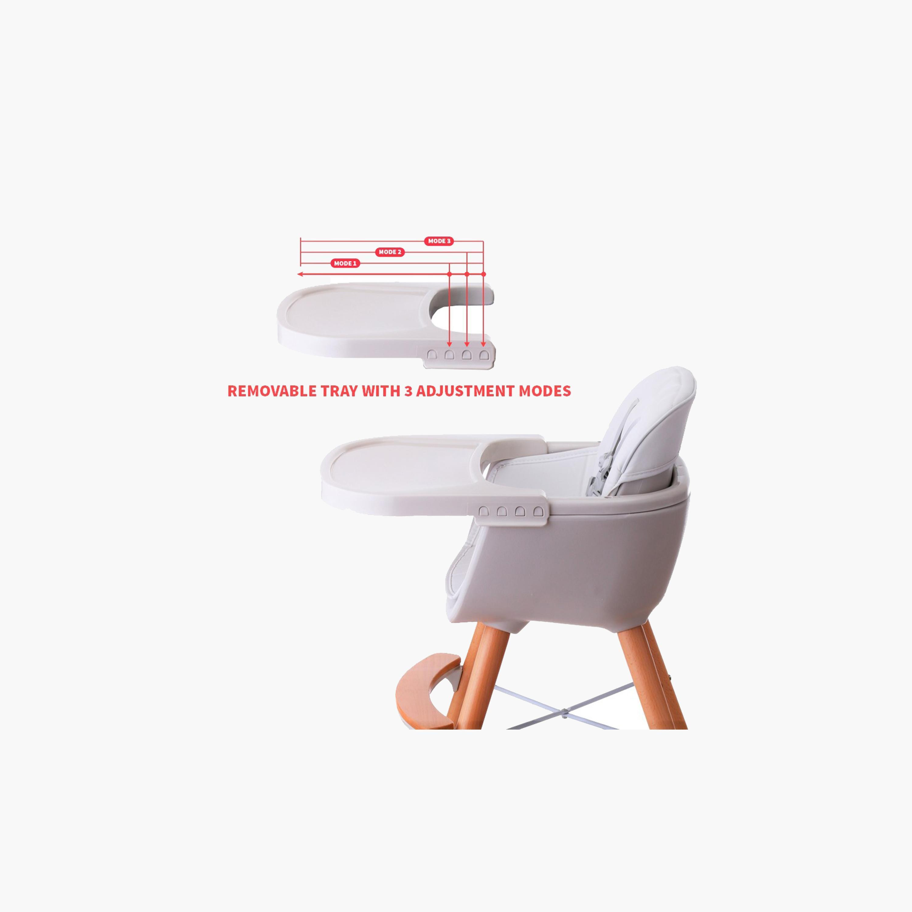 Teknum Premium Dual Height Wooden High Chair - White-baby-feeding-highchairsandboosters-image-2