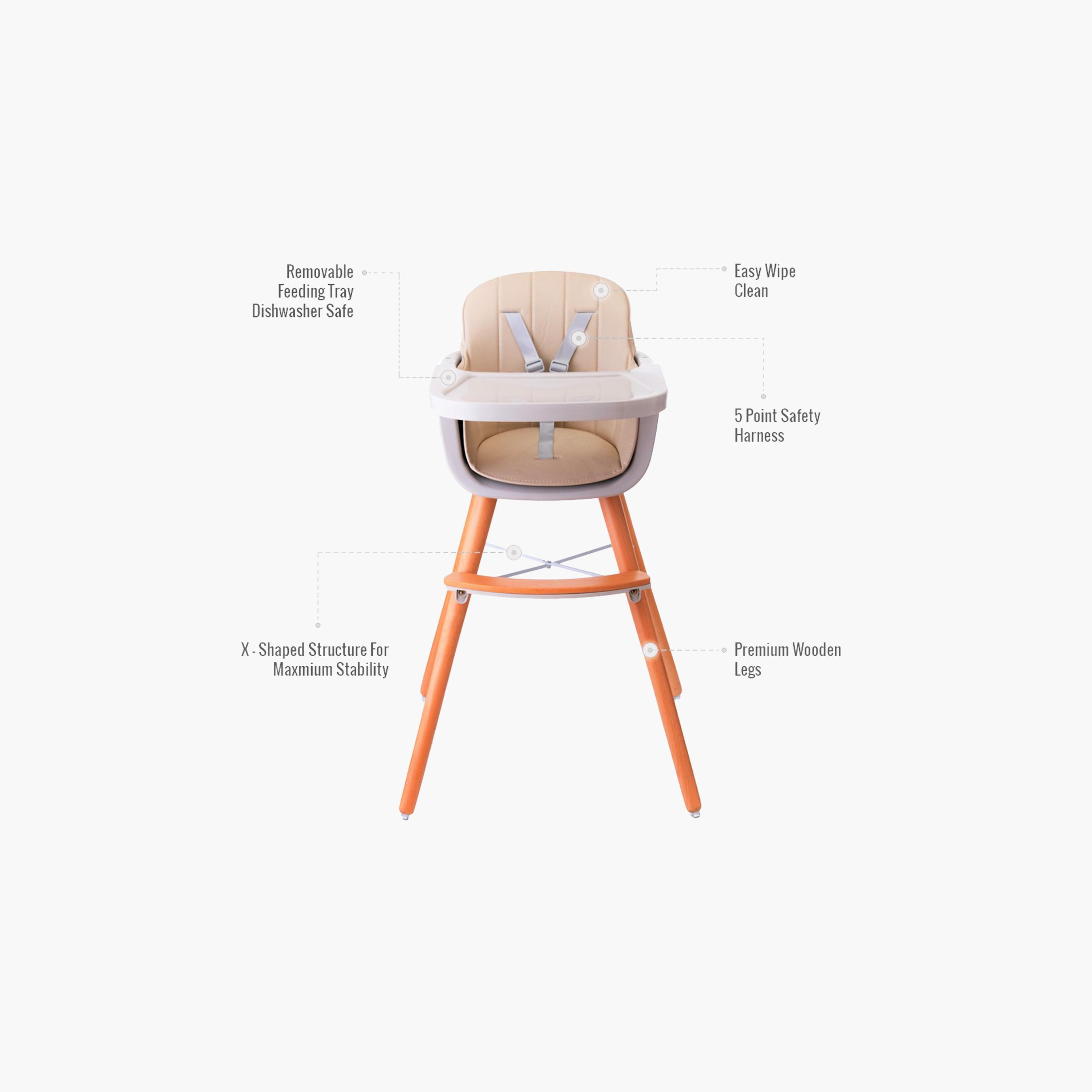 كرسي مرتفع خشبي بارتفاع مزدوج بريميوم من تيكنوم - خوخي-baby-feeding-highchairsandboosters-image-2