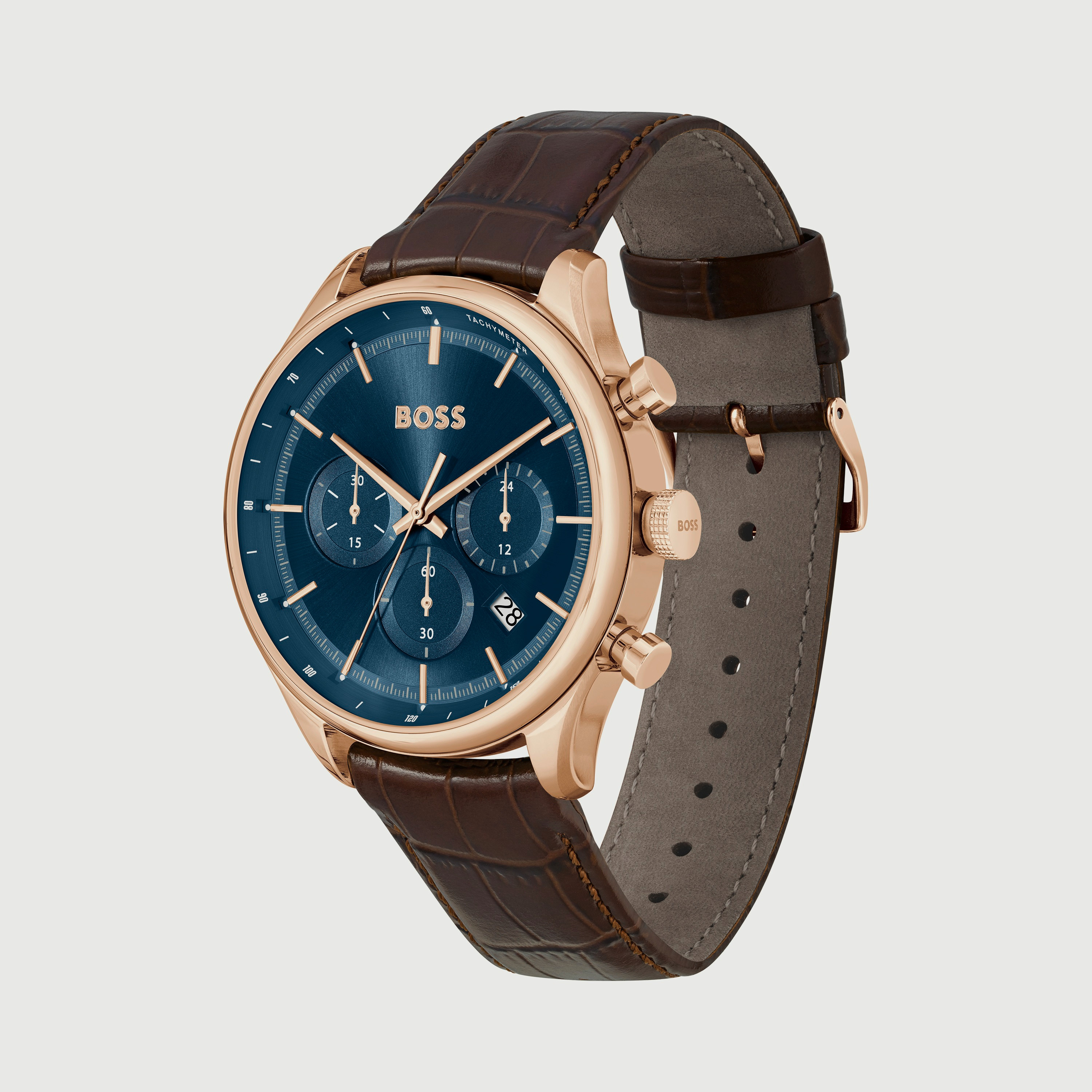 Hugo boss mens watch leather strap discount