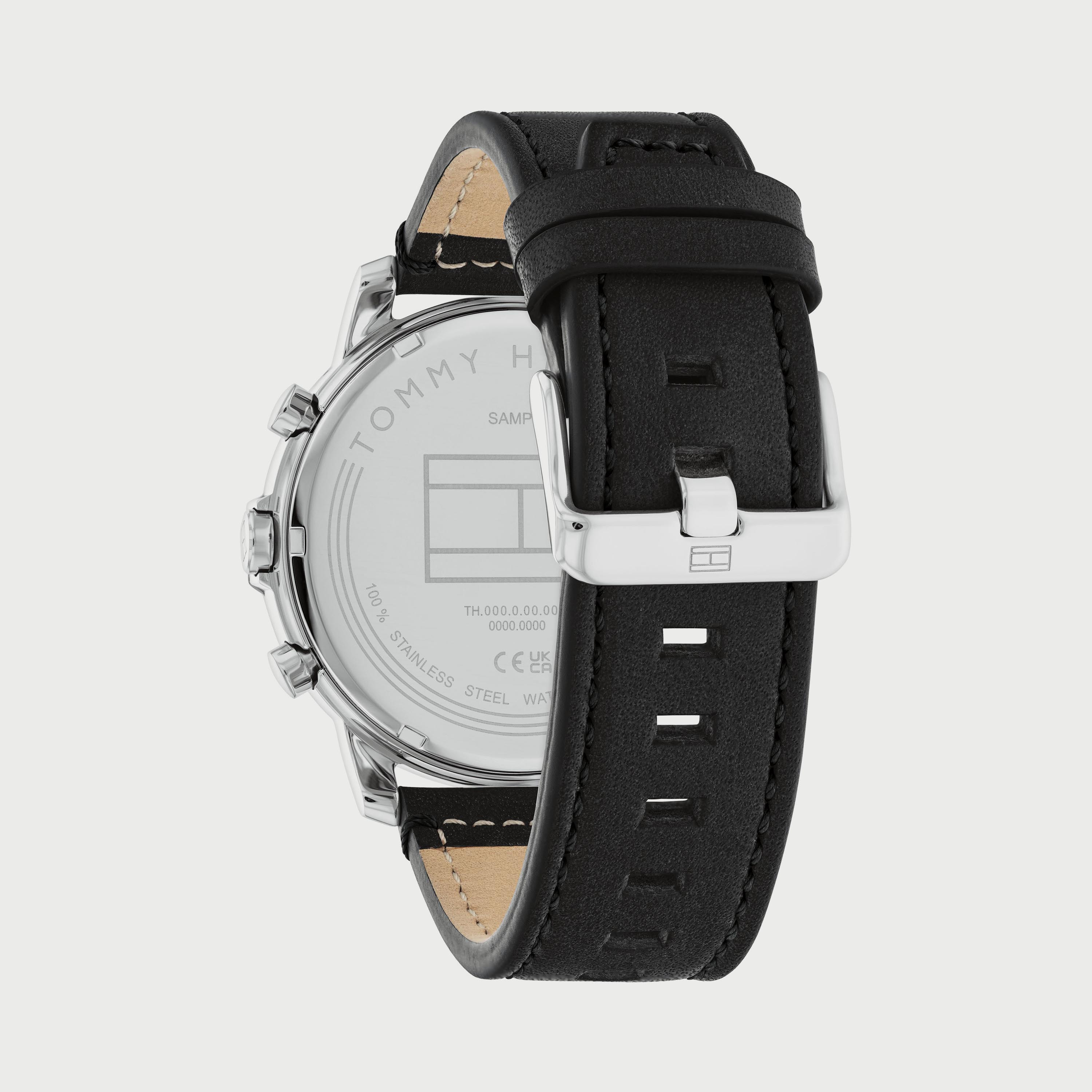 Tommy hilfiger men's discount black leather strap watch