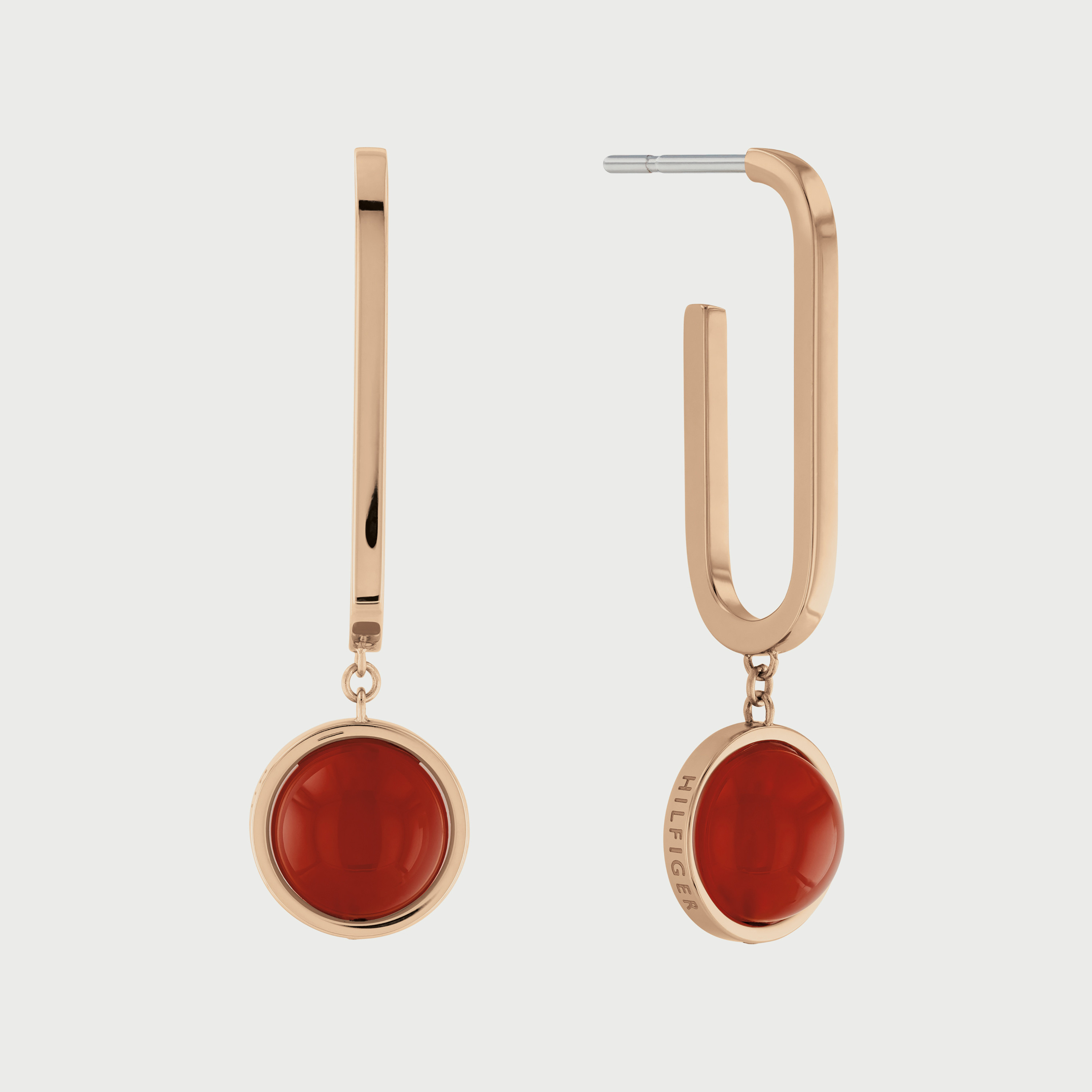 Tommy Hilfiger Women's Rose Gold & Red Stainless Steel & Carnelian Drop Earrings-women-watchesandjewellery-jewellery-earrings-image-1