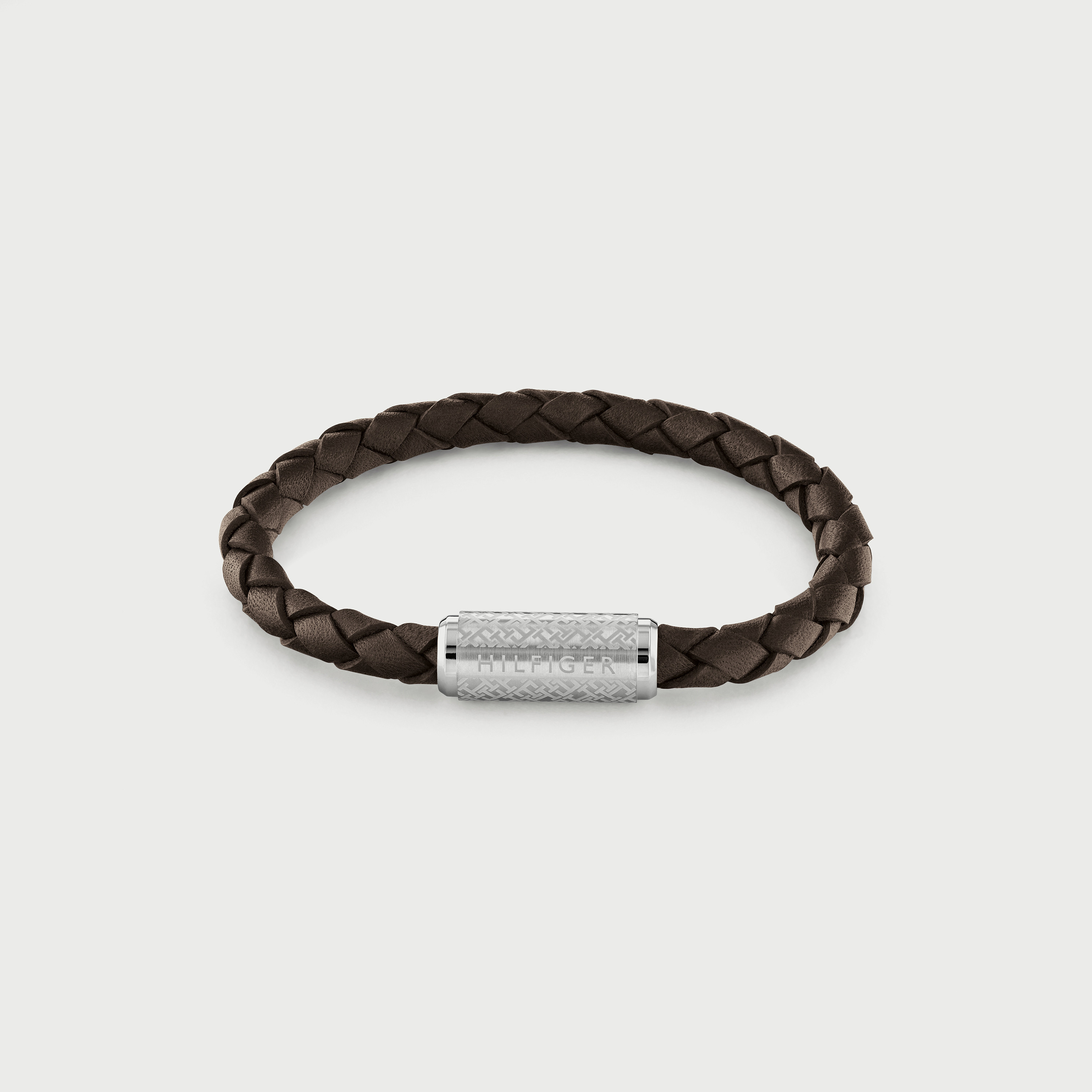 Tommy Hilfiger Men's Brown Stainless Steel & Leather Braided Bracelet-men-watchesandjewellery-bracelets-image-1