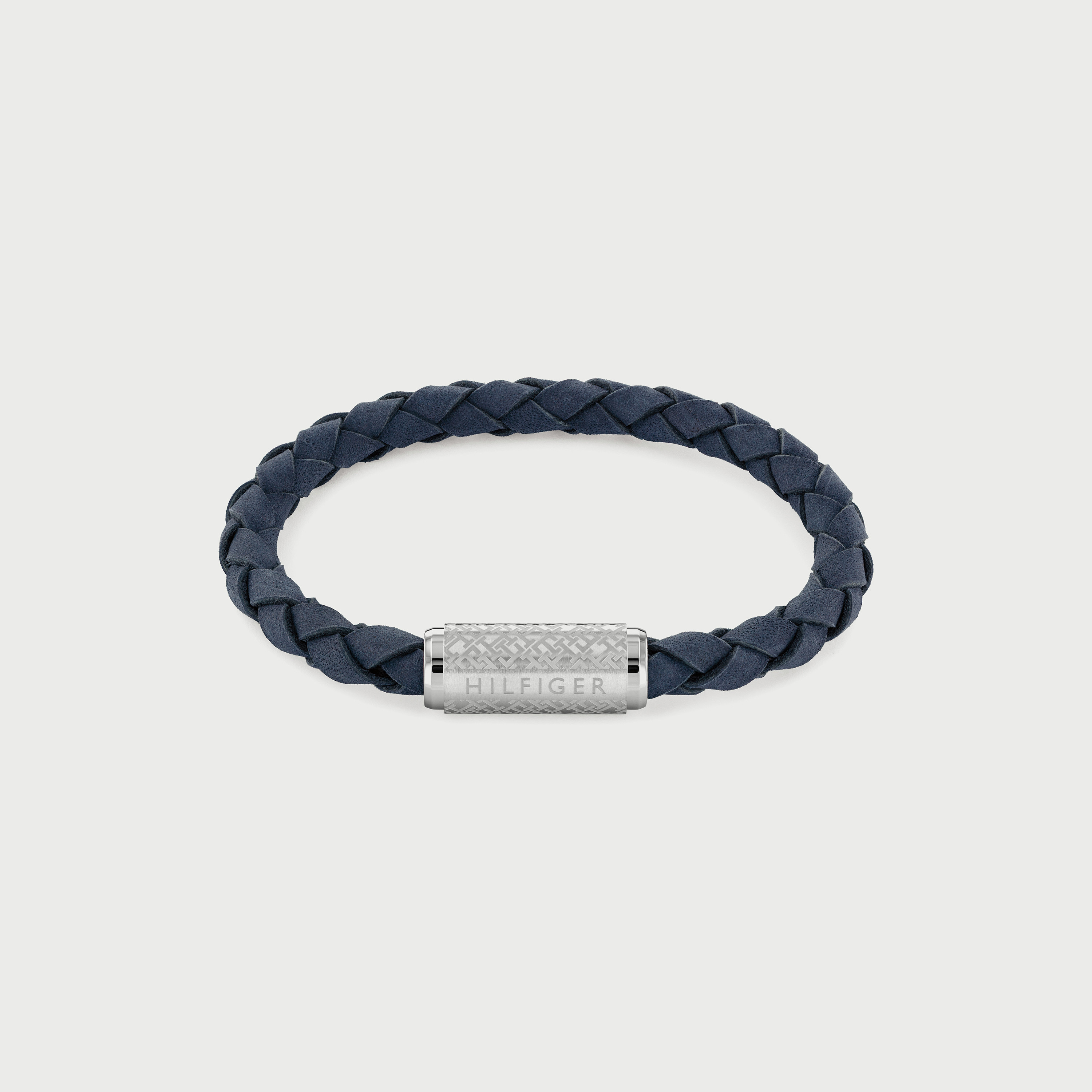 سوار ستانلس ستيل وجلد مضفر بلون أزرق للرجال من تومي هيلفجر-men-watchesandjewellery-bracelets-image-1