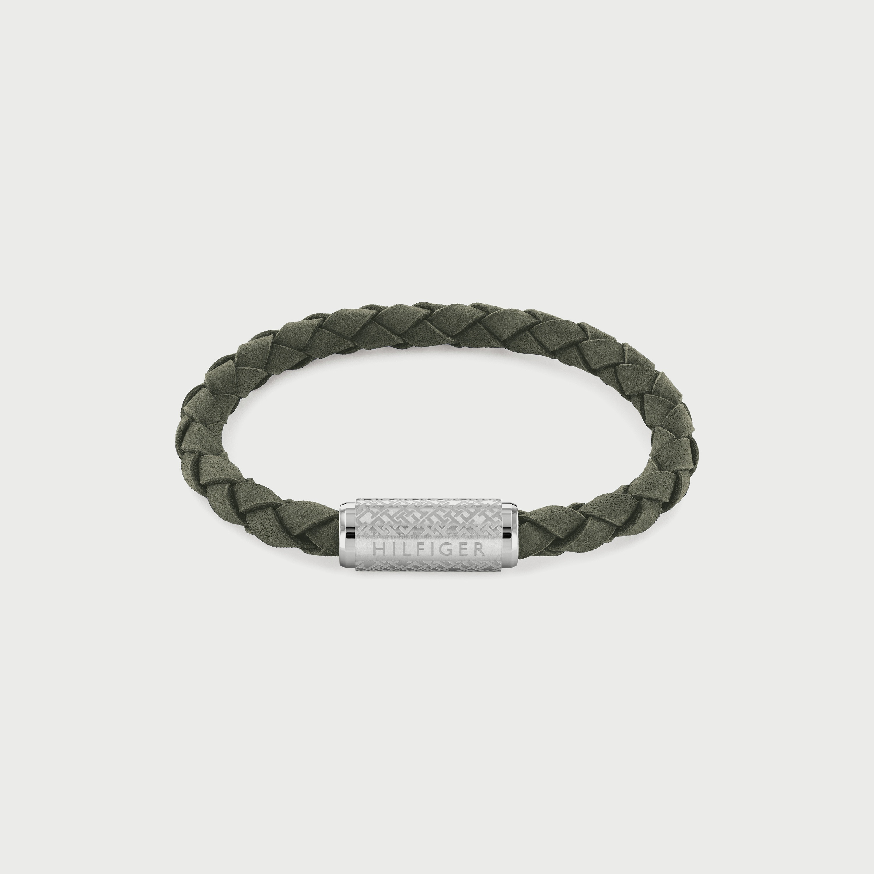 Tommy Hilfiger Men's Green Stainless Steel & Leather Braided Bracelet-men-watchesandjewellery-bracelets-image-1
