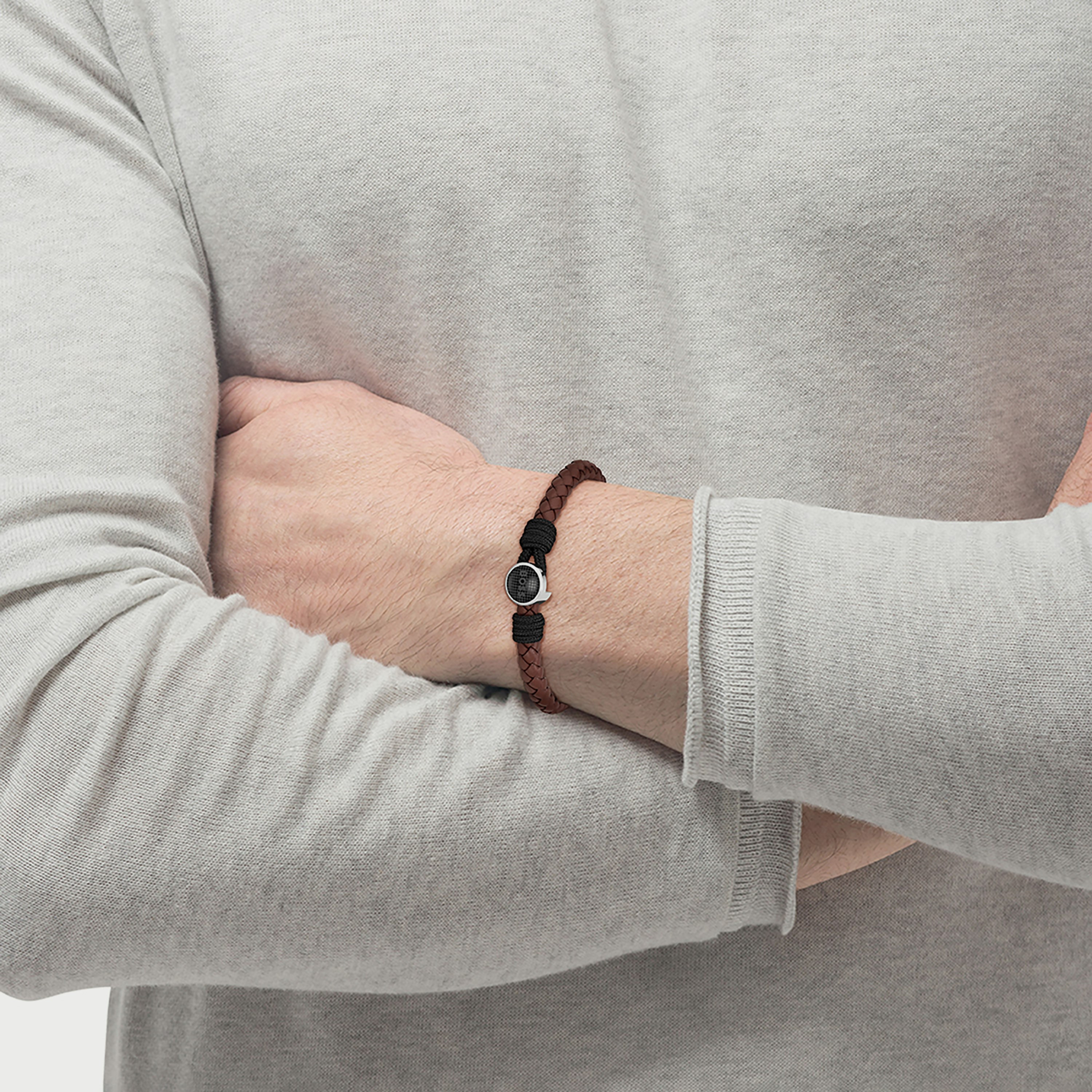 Boss Men's Brown Braided Leather Classic Bracelet-men-watchesandjewellery-bracelets-image-2