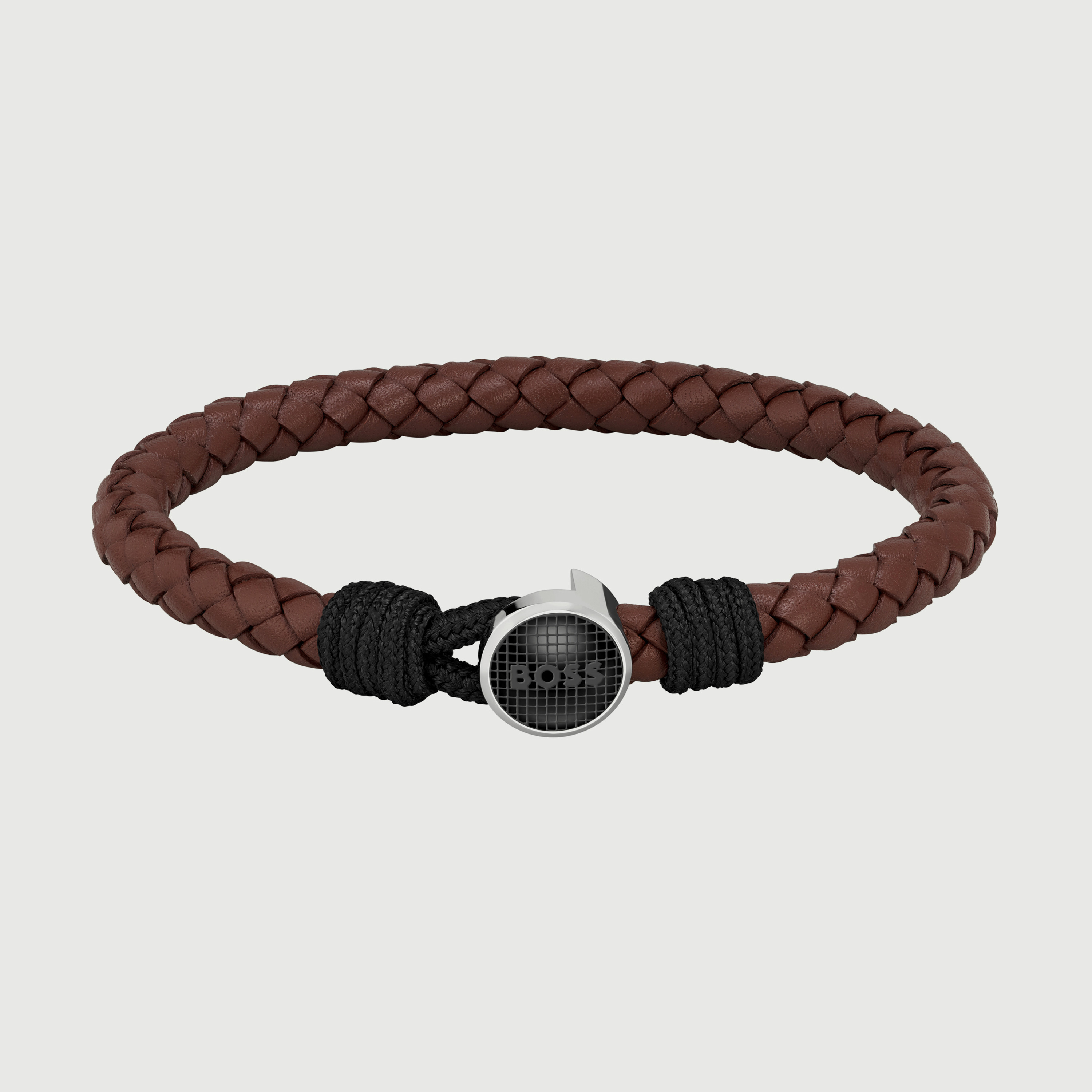 Boss Men's Brown Braided Leather Classic Bracelet-men-watchesandjewellery-bracelets-image-1