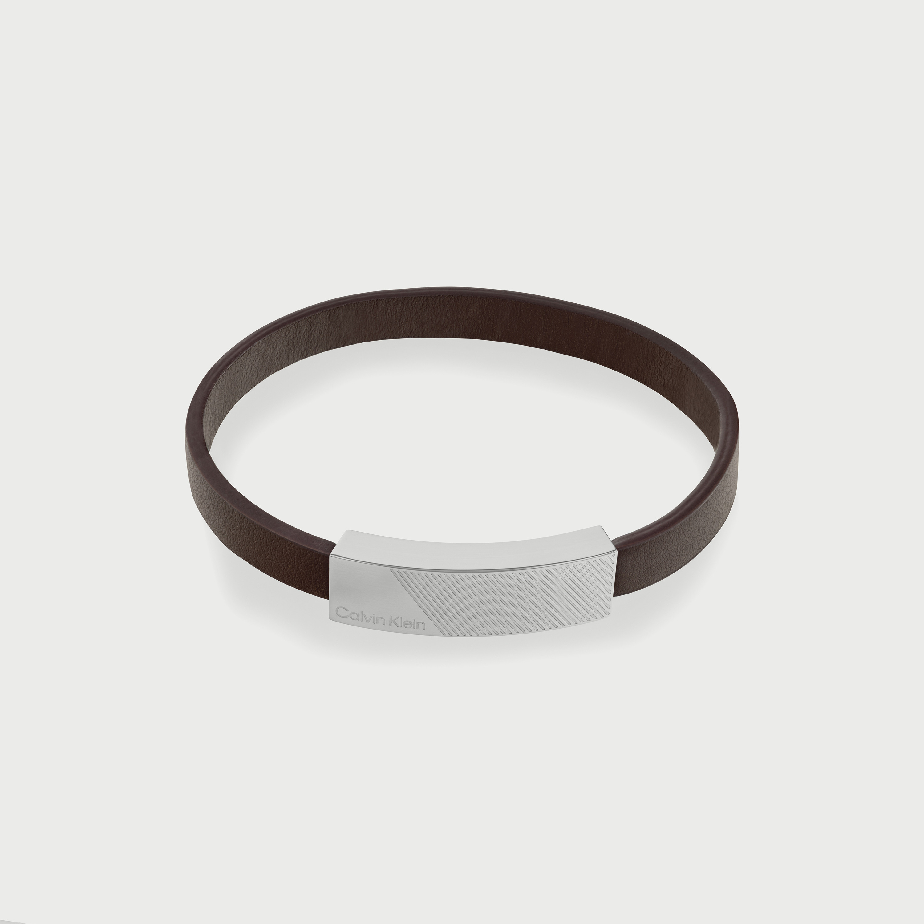 سوار ستانلس ستيل وجلد بلون فضي وبني للرجال  من كالفن كلاين-men-watchesandjewellery-bracelets-image-1