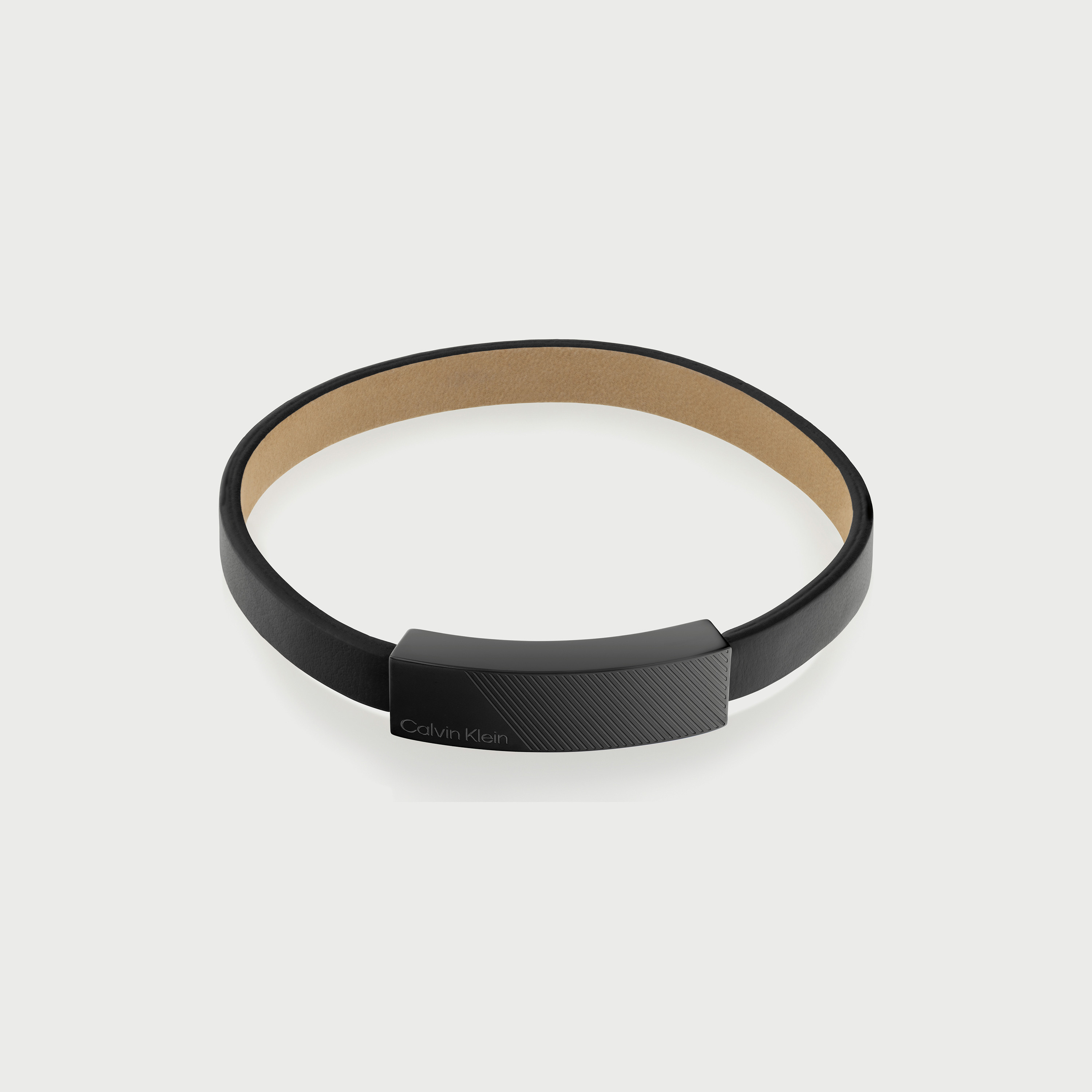 Calvin Klein Men's Black Stainless Steel & Leather Bracelet-men-watchesandjewellery-bracelets-image-1
