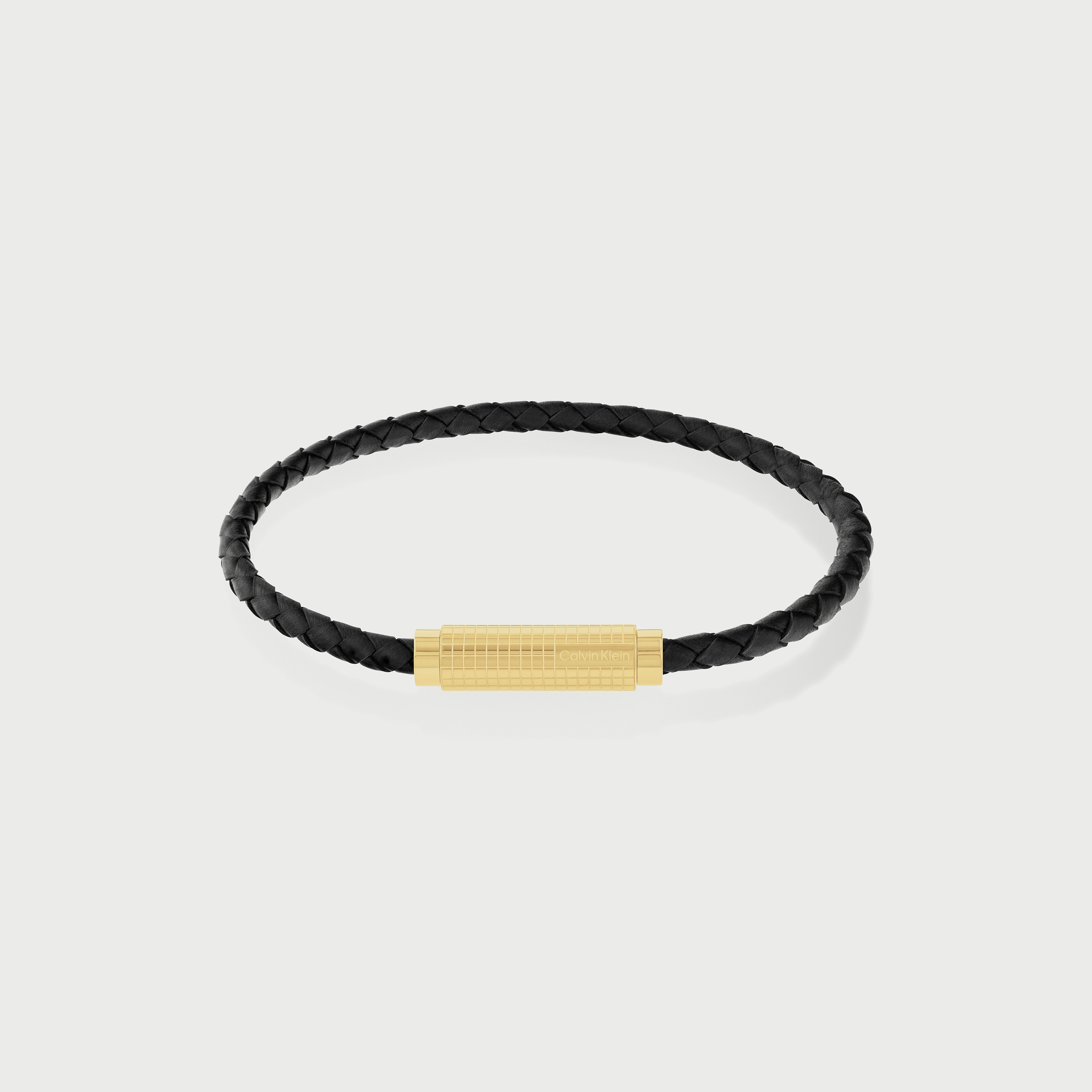 سوار من الفولاذ المقاوم للصدأ والجلد المضفر الأسود والذهبي للرجال من كالفين كلاين-men-watchesandjewellery-bracelets-image-1