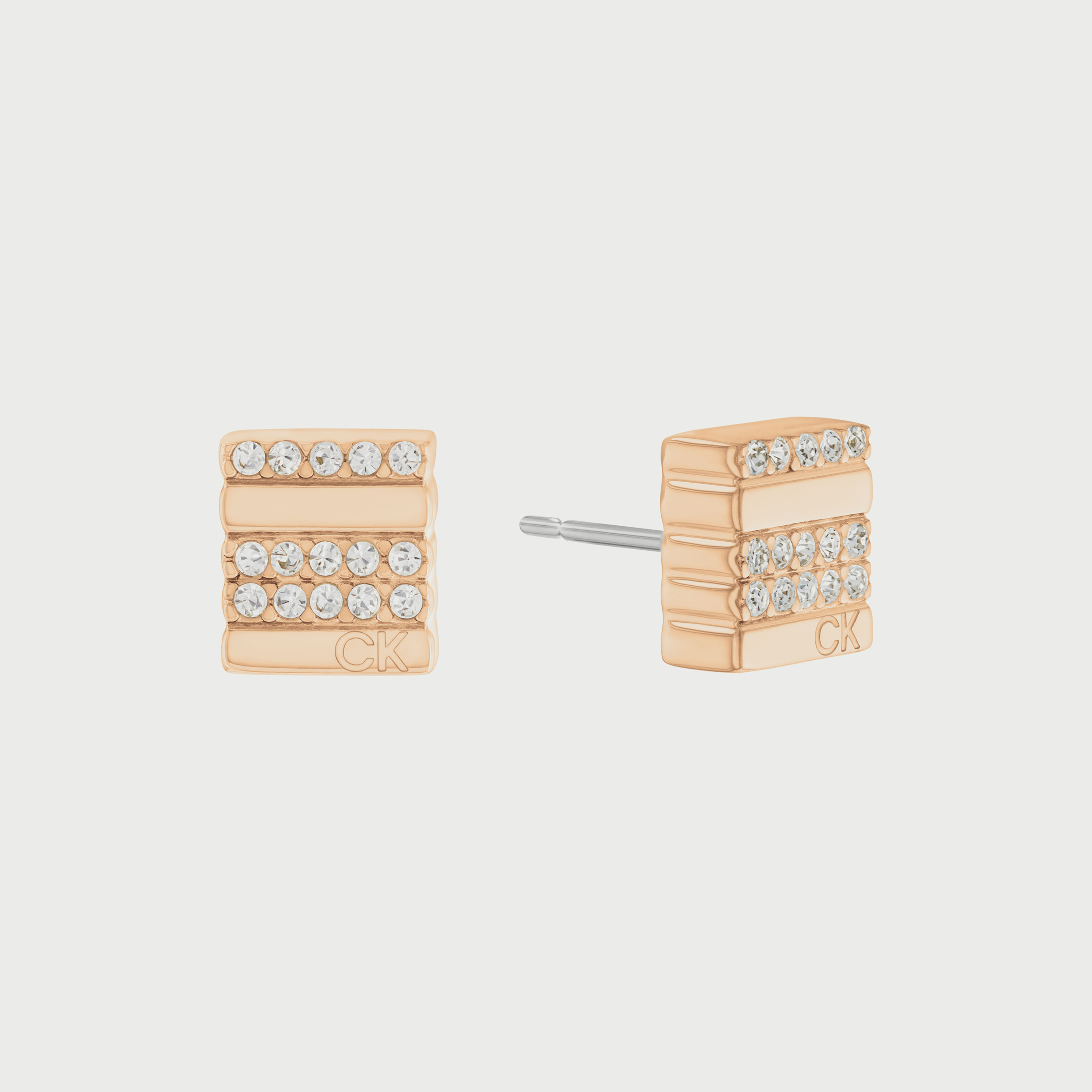 اقراط مرصعة للنساء من الستانلس ستيل بلون الذهب الوردي من كالفن كلاين-women-watchesandjewellery-jewellery-earrings-image-1