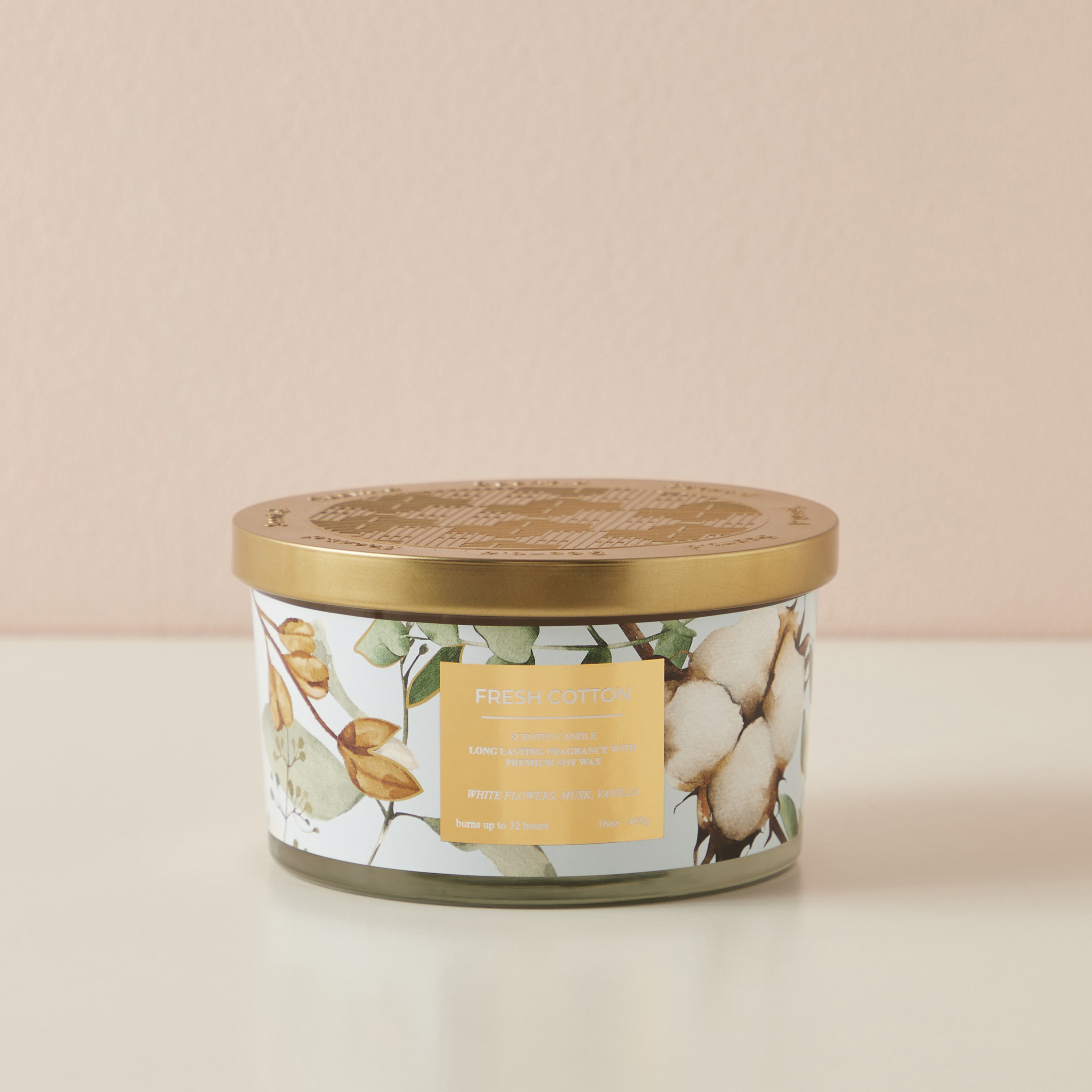 Scent.d Fresh Cotton 3-Wick Jar Candle - 450 gms-household-homefragrance-candles-image-2