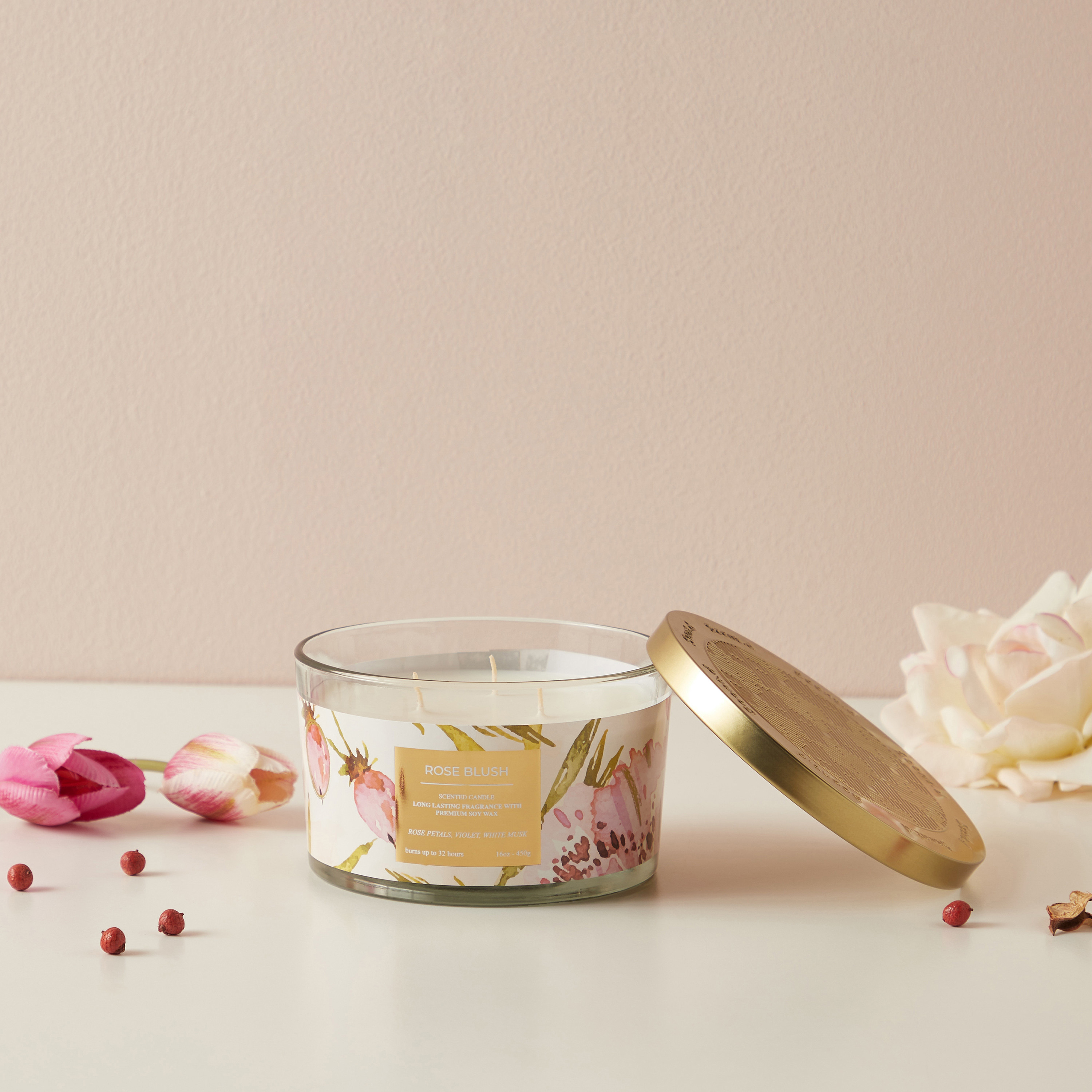 جرة شمع 3 فتلات روز بلش من سينت.د - 450 جرام-household-homefragrance-candles-image-1