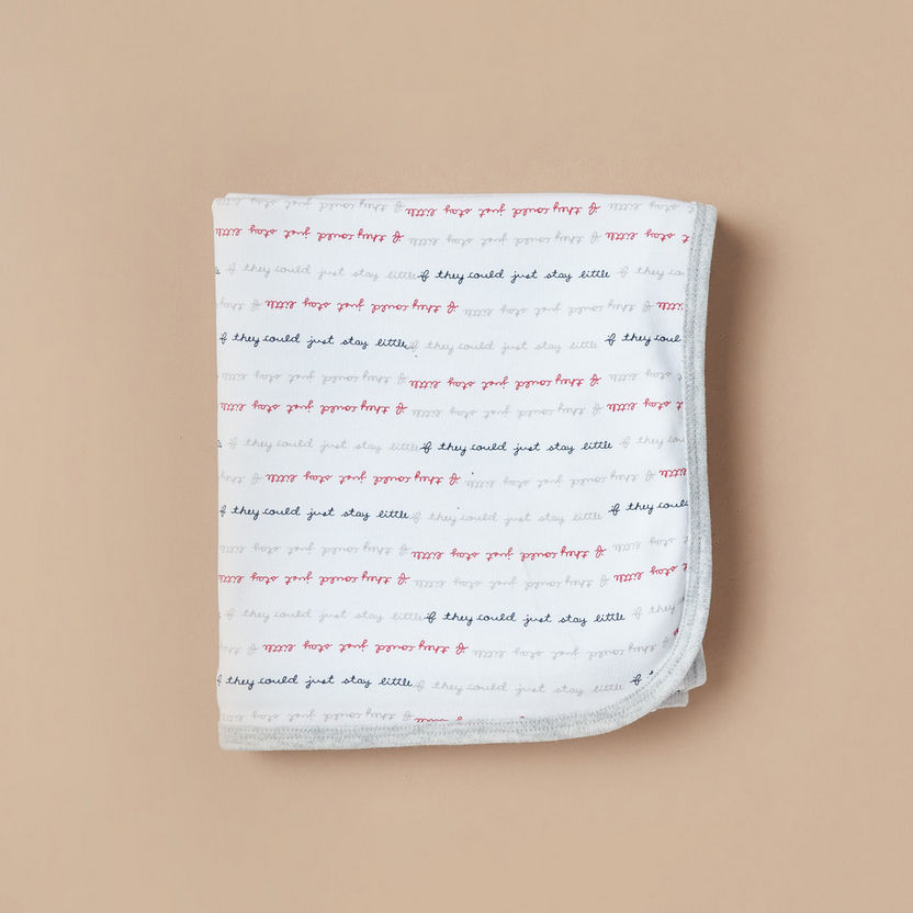 Juniors All-Over Slogan Print Receiving Blanket - 70x70 cm-Receiving Blankets-image-0