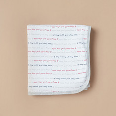 Juniors All-Over Slogan Print Receiving Blanket - 70x70 cm