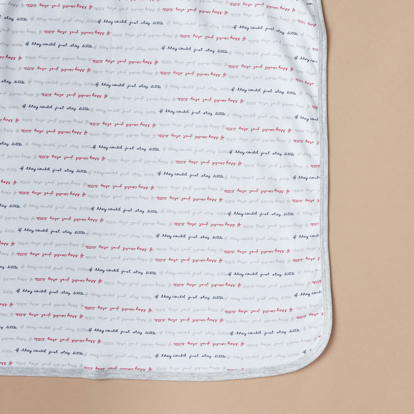 Juniors All-Over Slogan Print Receiving Blanket - 70x70 cm-Receiving Blankets-image-1