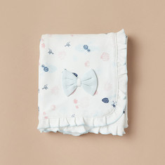 Juniors Printed Receiving Blanket with Bow Detail - 70x70 cm