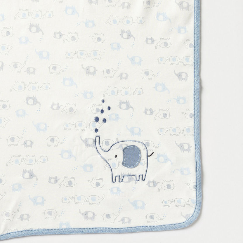 Juniors Elephant Print Receiving Blanket - 70x70 cm-Receiving Blankets-image-1