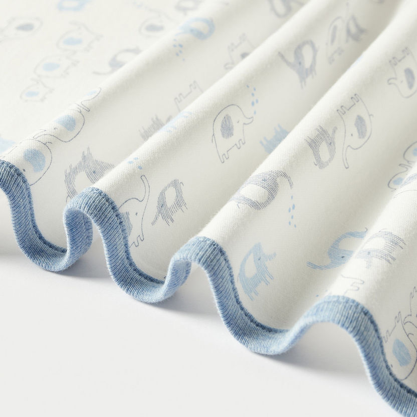 Juniors Elephant Print Receiving Blanket - 70x70 cm-Receiving Blankets-image-2