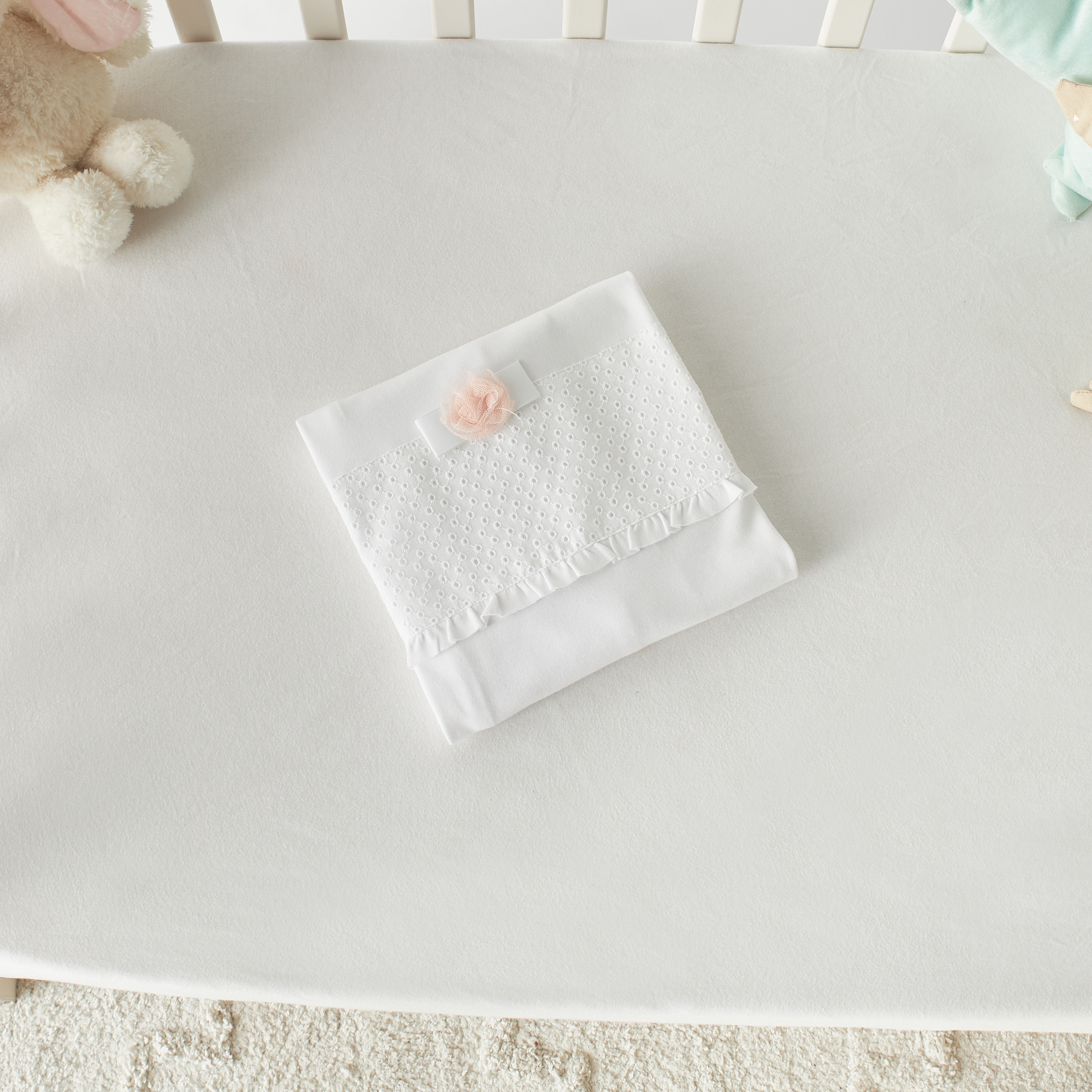 Giggles Receiving Blanket with Rose Applique Detail - 70x70 cm-baby-nursery-blanketsandswaddles-receivingblankets-image-4