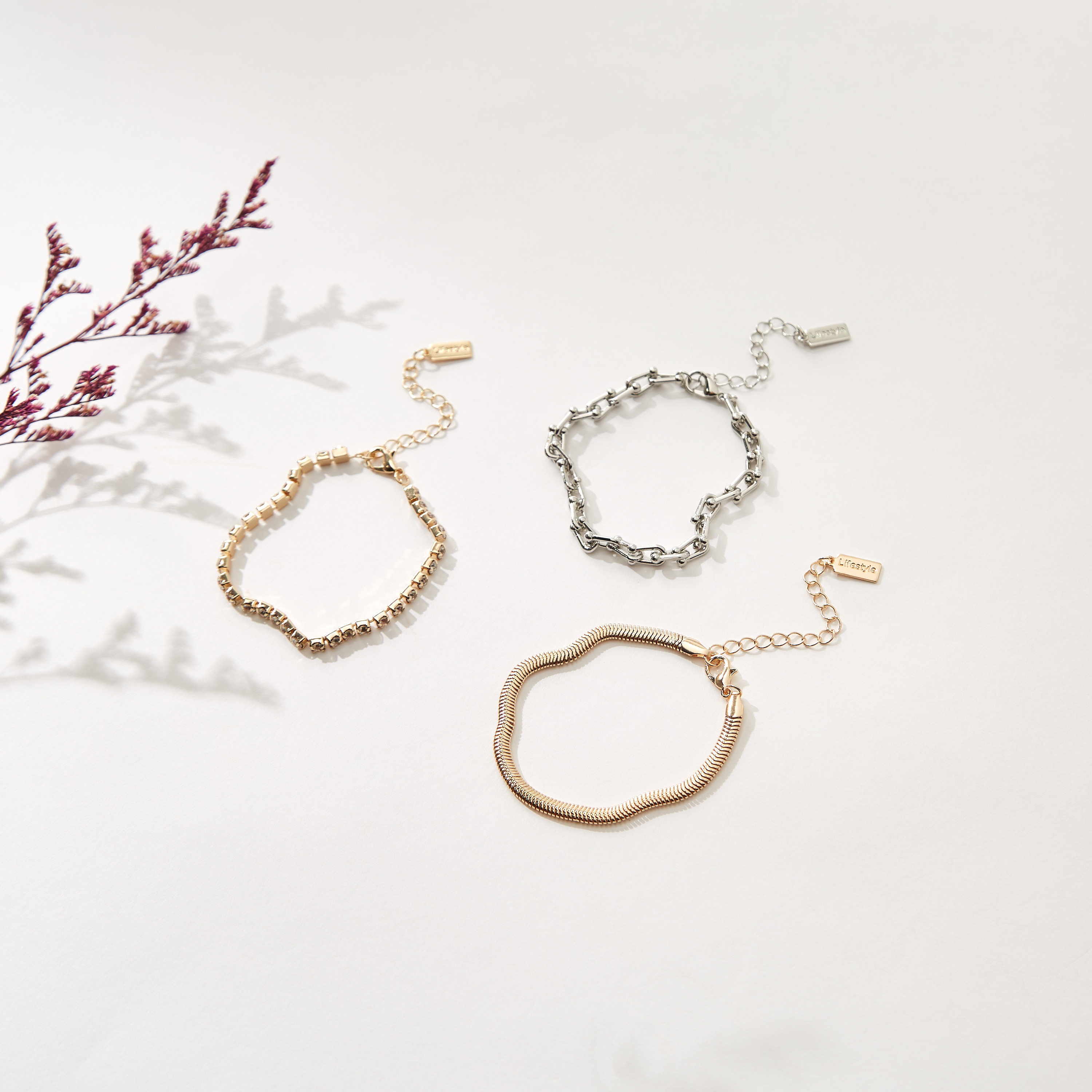 خلخال بمشبك إغلاق - طقم 3 قطع متنوّعة-women-watchesandjewellery-jewellery-anklets-image-3