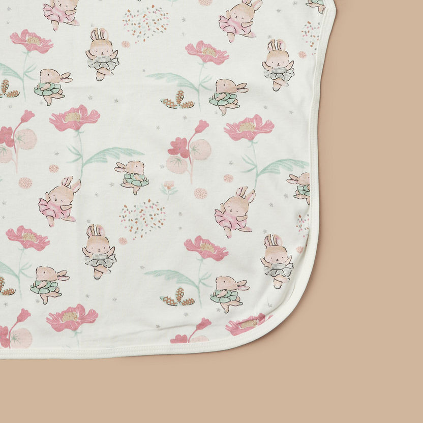 Juniors Bunny Print Receiving Blanket - 70x70 cm-Receiving Blankets-image-1