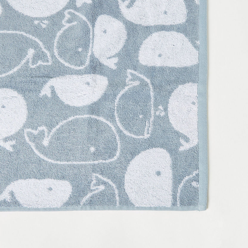 Juniors Whale Detail Bath Towel - 40x76 cms-Towels and Flannels-image-1