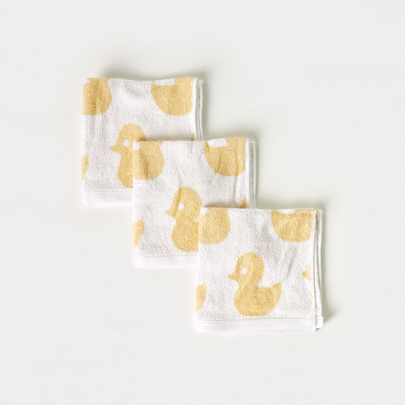 Juniors 3-Piece All-Over Duck Print Baby Towel Set - 33x33 cm-Towels and Flannels-image-0