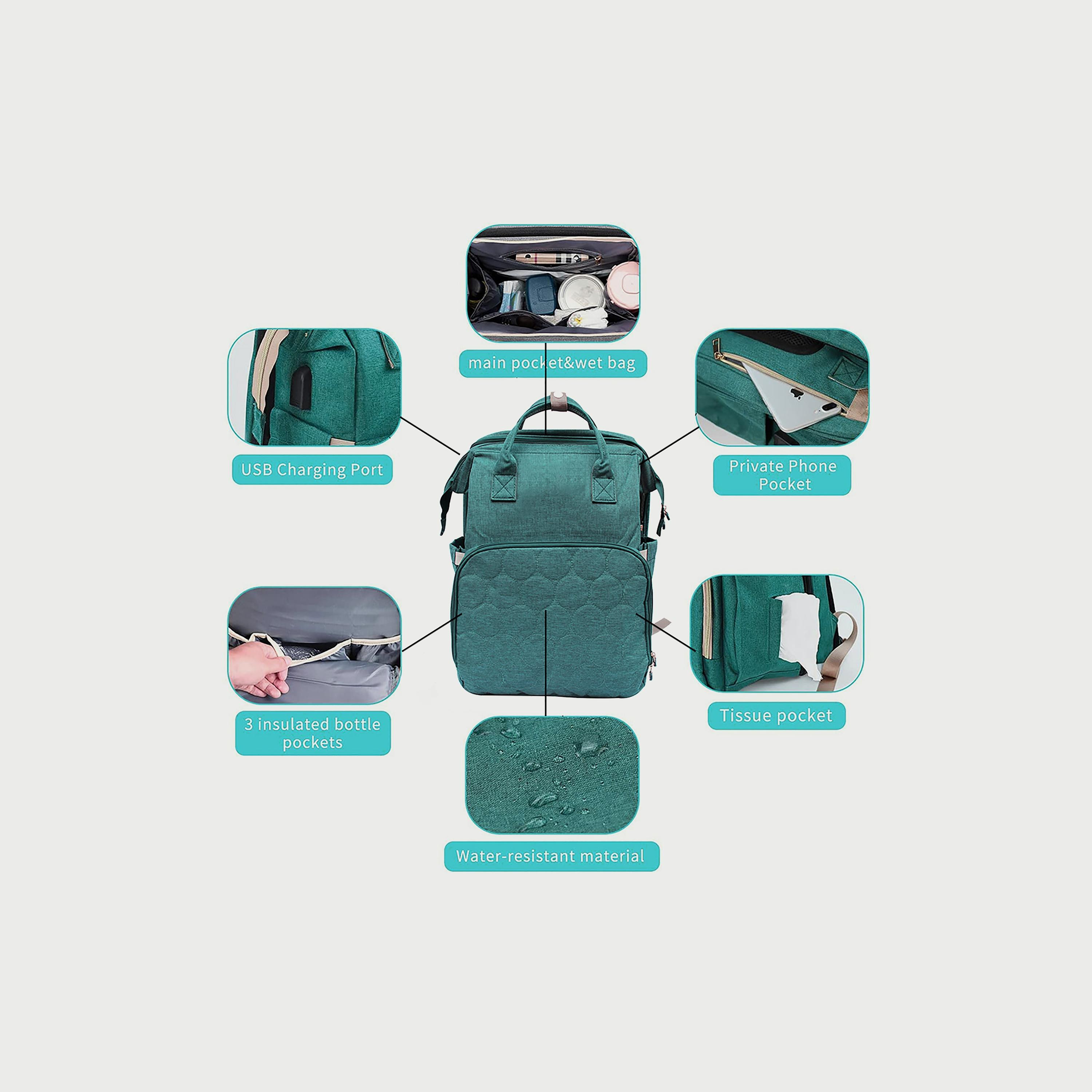 Babylove 3-In-1 Mommy Diaper Bag, Green-baby-gear-diaperbags-image-3