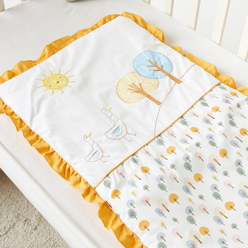 Juniors Embroidered Cradle Quilt with Ruffle Detail - 75x45 cm-Baby Bedding-image-1