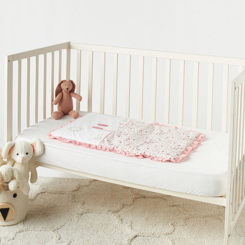 Juniors Bunny Embroidered Cradle Quilt with Ruffle Detail - 75x45 cm-Baby Bedding-image-0