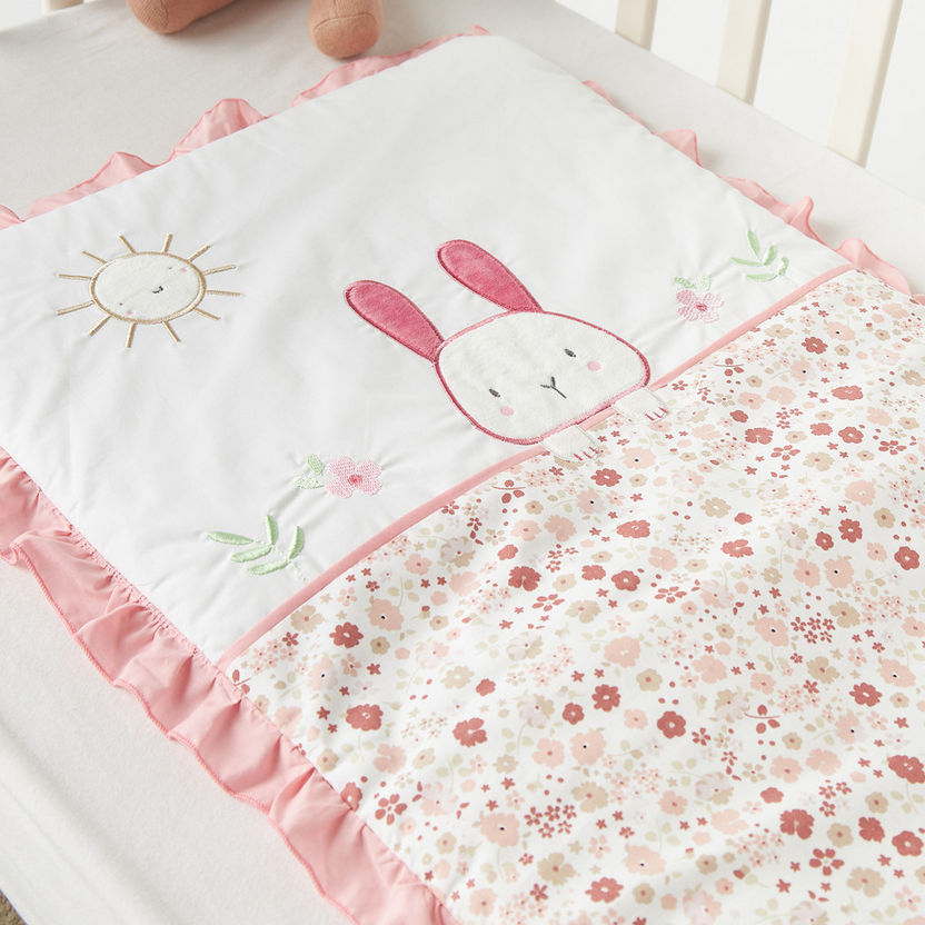 Juniors Bunny Embroidered Cradle Quilt with Ruffle Detail - 75x45 cm-Baby Bedding-image-1