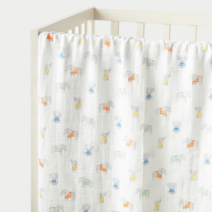 Giggles All-Over Elephant Print Bamboo Muslin Single Swaddle-Swaddles and Sleeping Bags-image-1