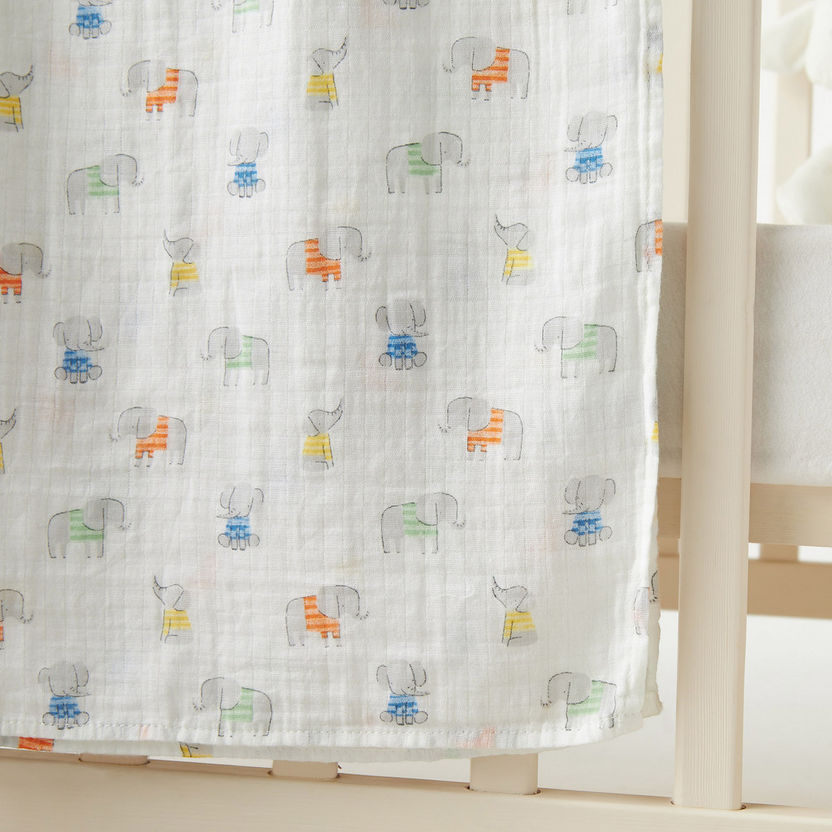 Giggles All-Over Elephant Print Bamboo Muslin Single Swaddle-Swaddles and Sleeping Bags-image-2