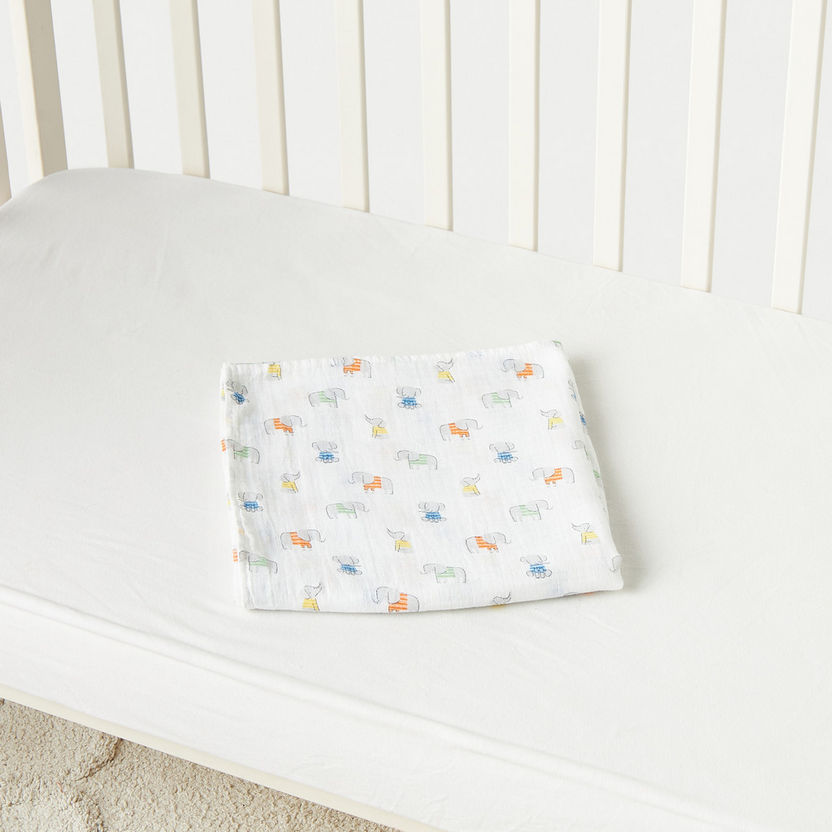 Giggles All-Over Elephant Print Bamboo Muslin Single Swaddle-Swaddles and Sleeping Bags-image-3