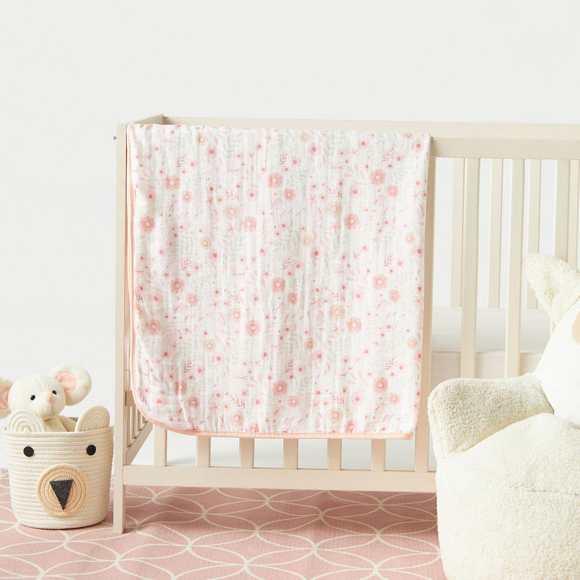 Giggles Floral Print Bamboo Muslin Large Swaddle Blanket-Swaddles and Sleeping Bags-image-0