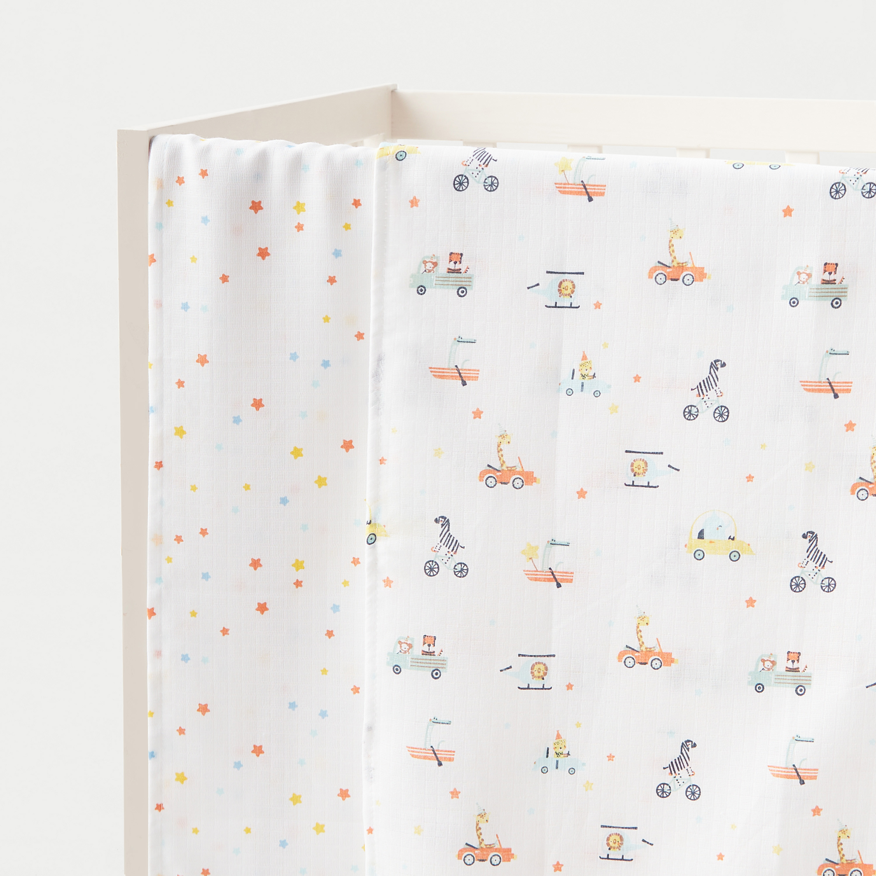 طقم بطانيات تقميط موسلين بطبعات قطعتين من جونيورز - 100x100 سم-baby-nursery-blanketsandswaddles-blanketsandquilts-image-2