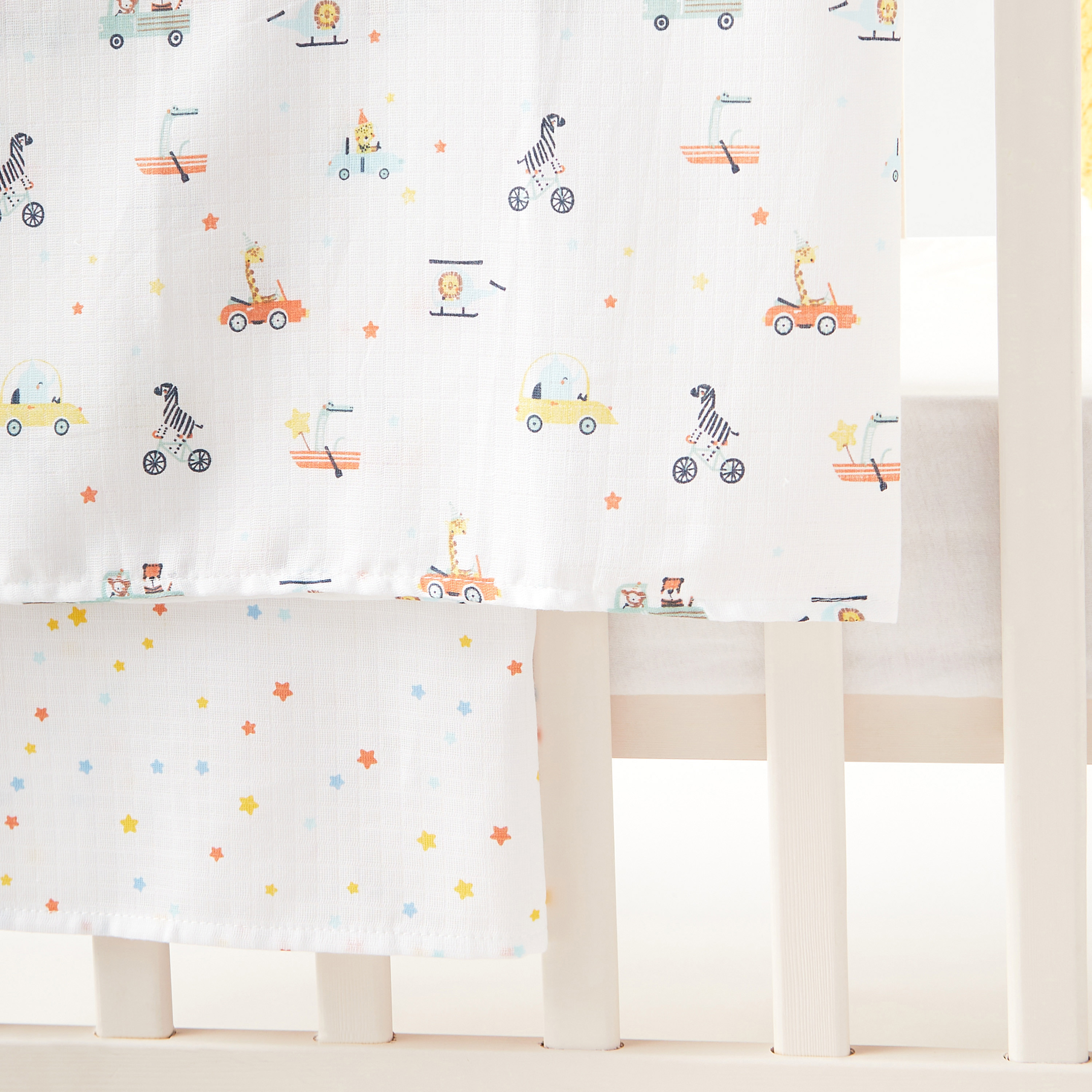 طقم بطانيات تقميط موسلين بطبعات قطعتين من جونيورز - 100x100 سم-baby-nursery-blanketsandswaddles-blanketsandquilts-image-3