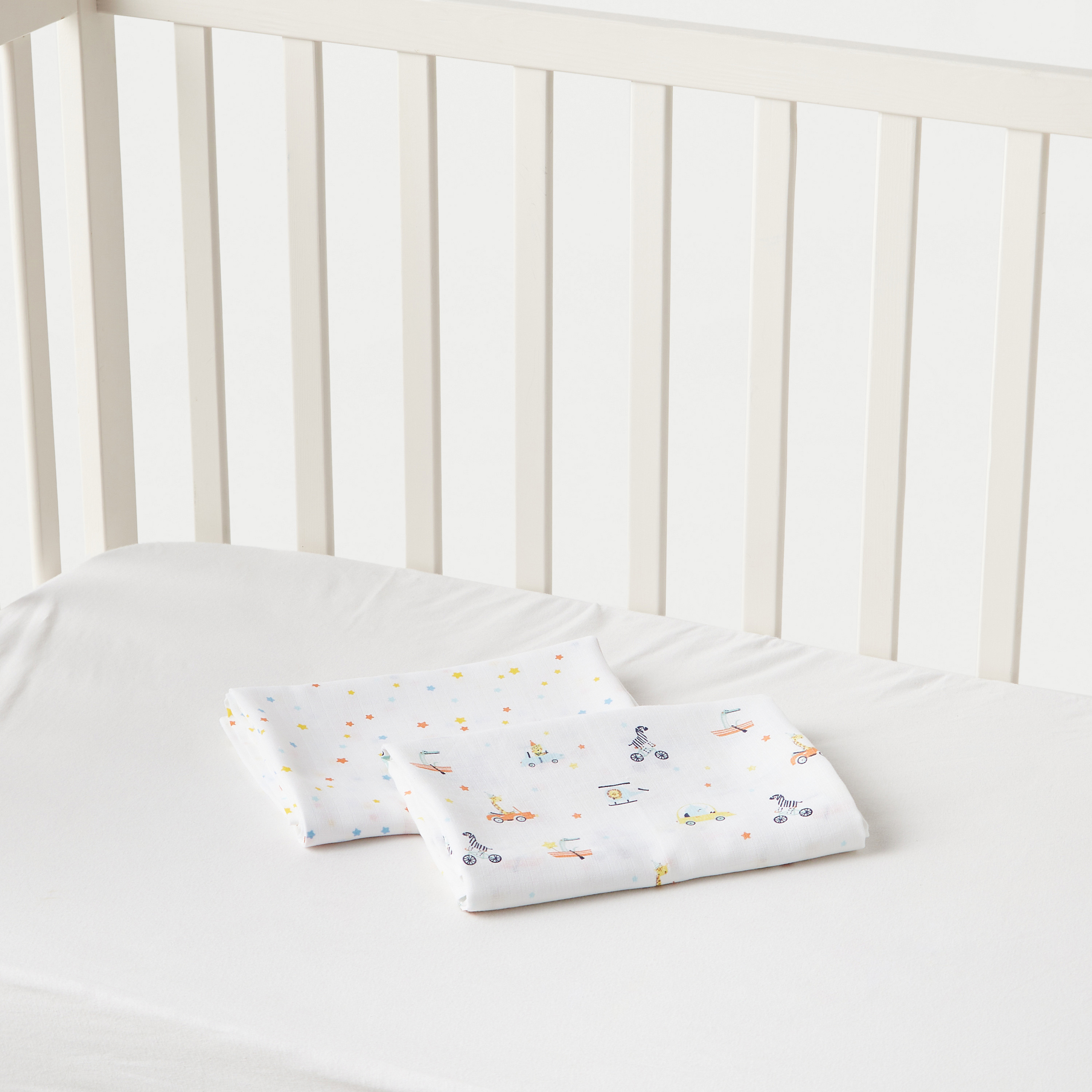 طقم بطانيات تقميط موسلين بطبعات قطعتين من جونيورز - 100x100 سم-baby-nursery-blanketsandswaddles-blanketsandquilts-image-4