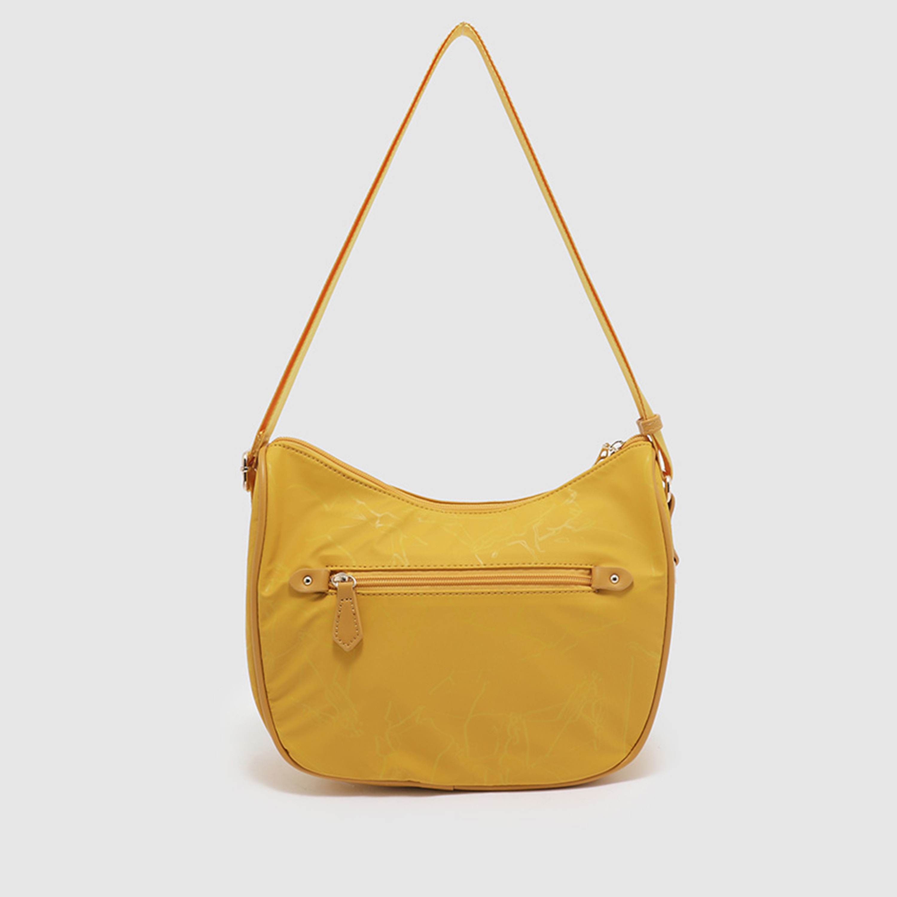 Bag with cheap yellow strap